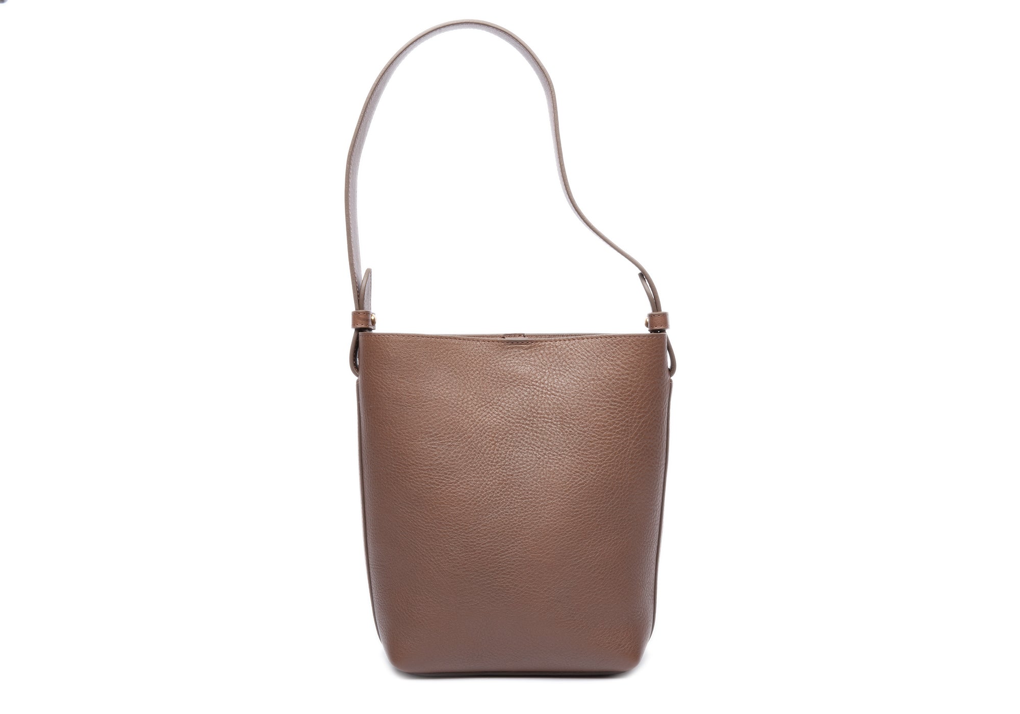 Mini Leather Bucket Shoulder Bag Clay