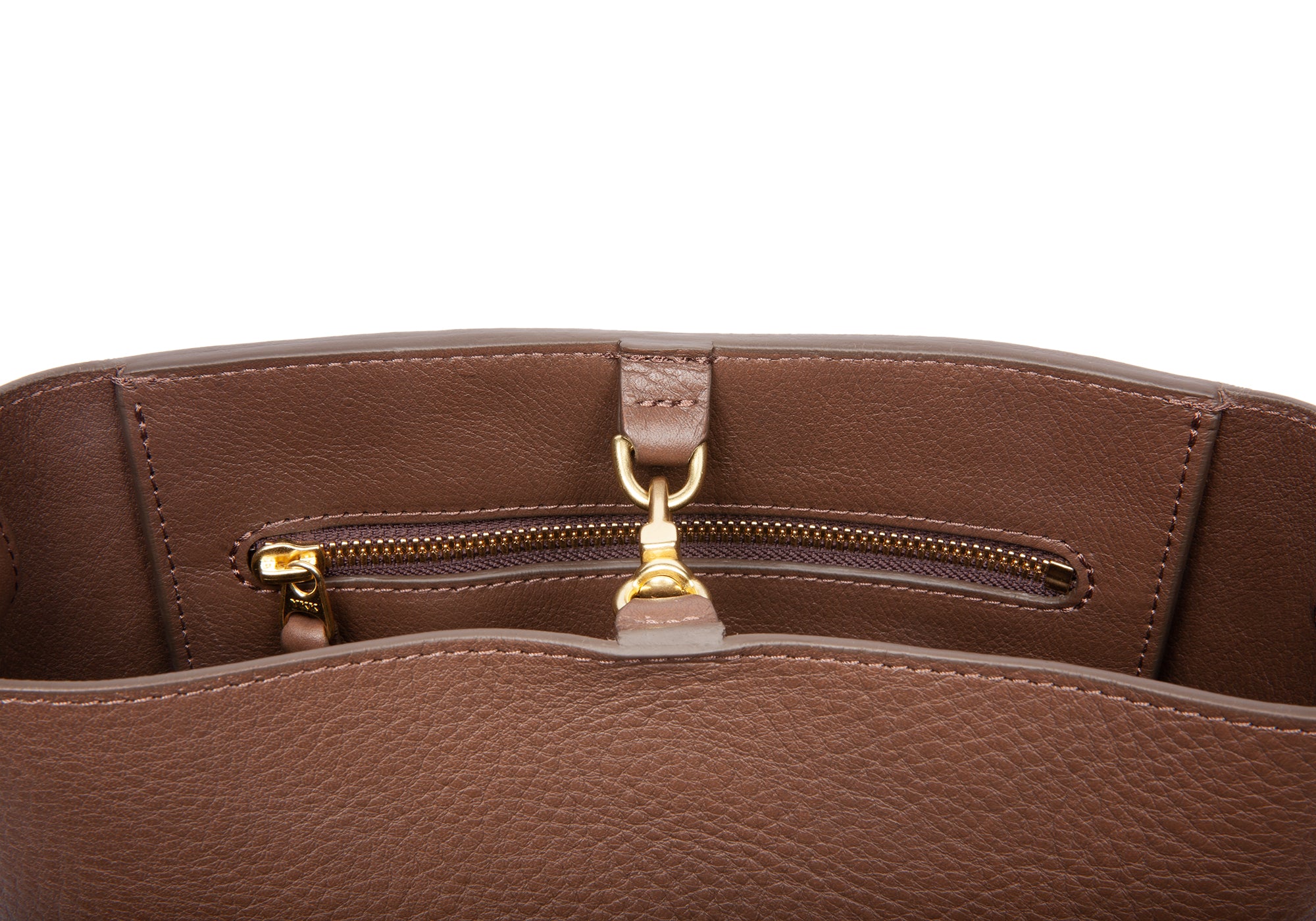 Mini Leather Bucket Shoulder Bag Clay