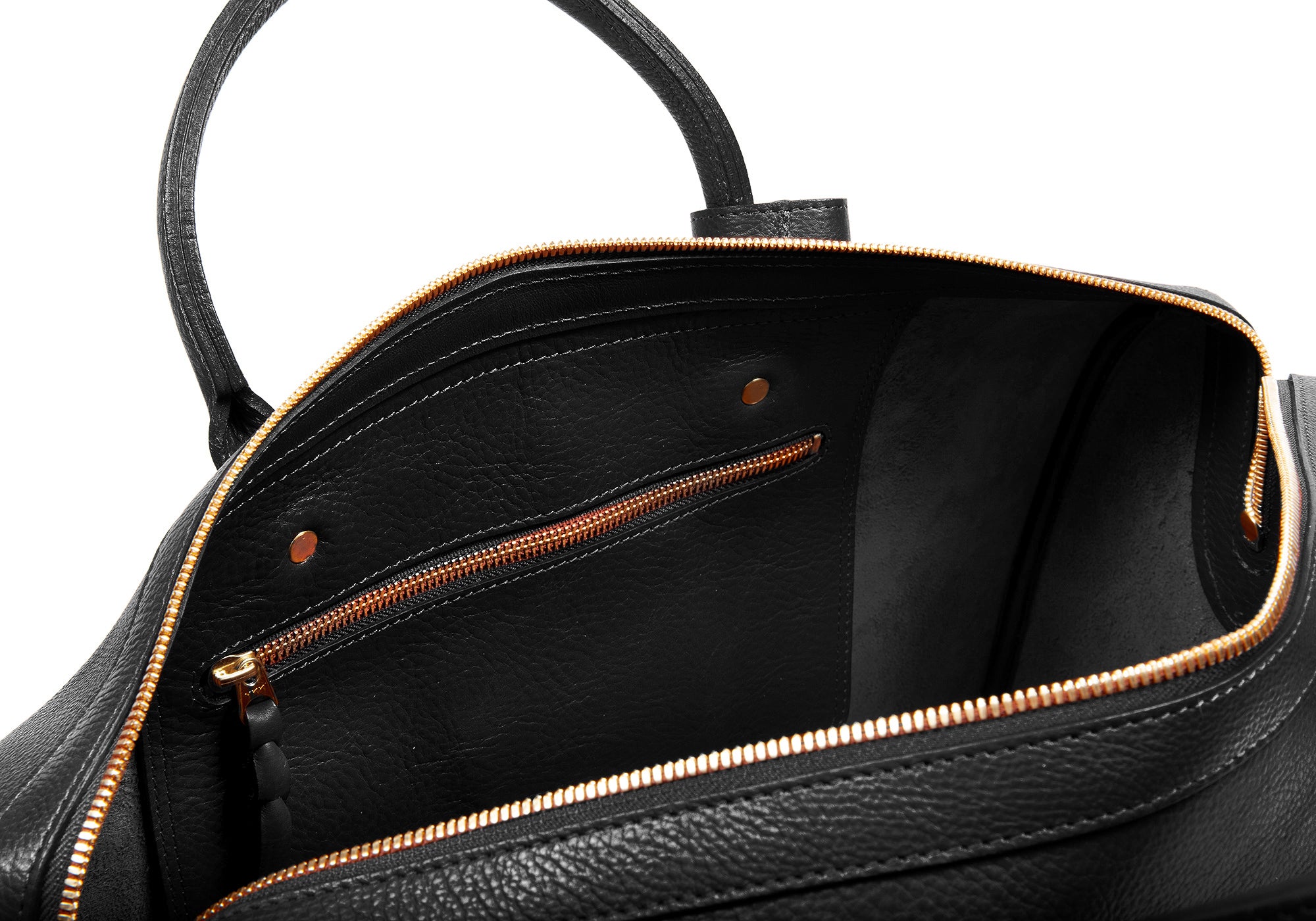 Inner Leather View of No. 10 Weekender Bag Black