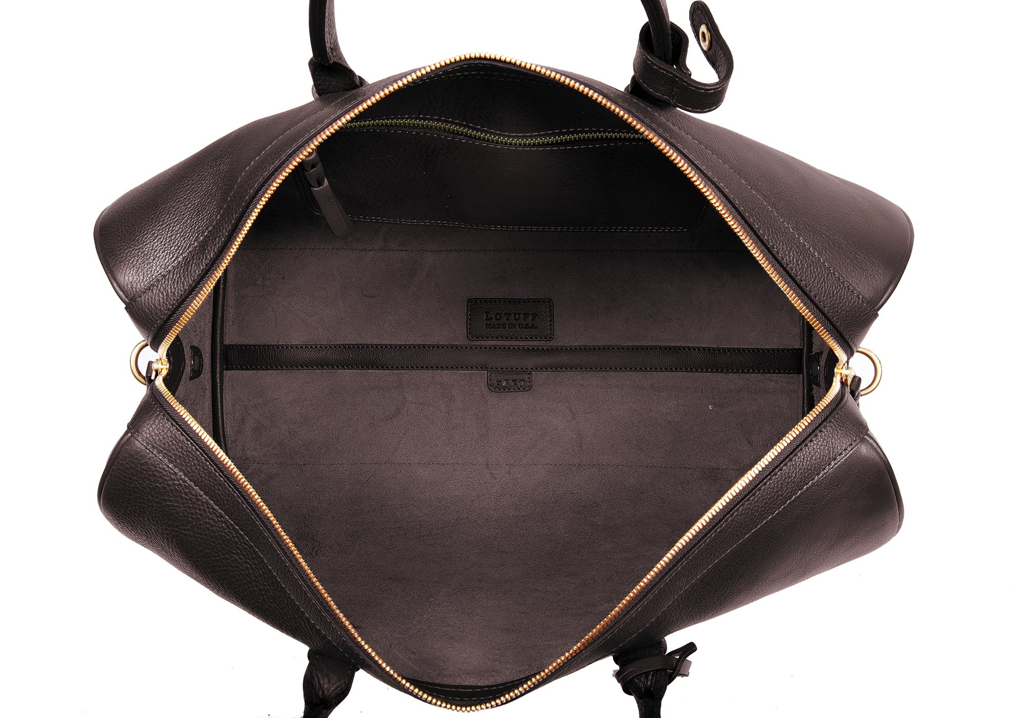 Inner Leather View of No. 10 Weekender Bag Chocolate