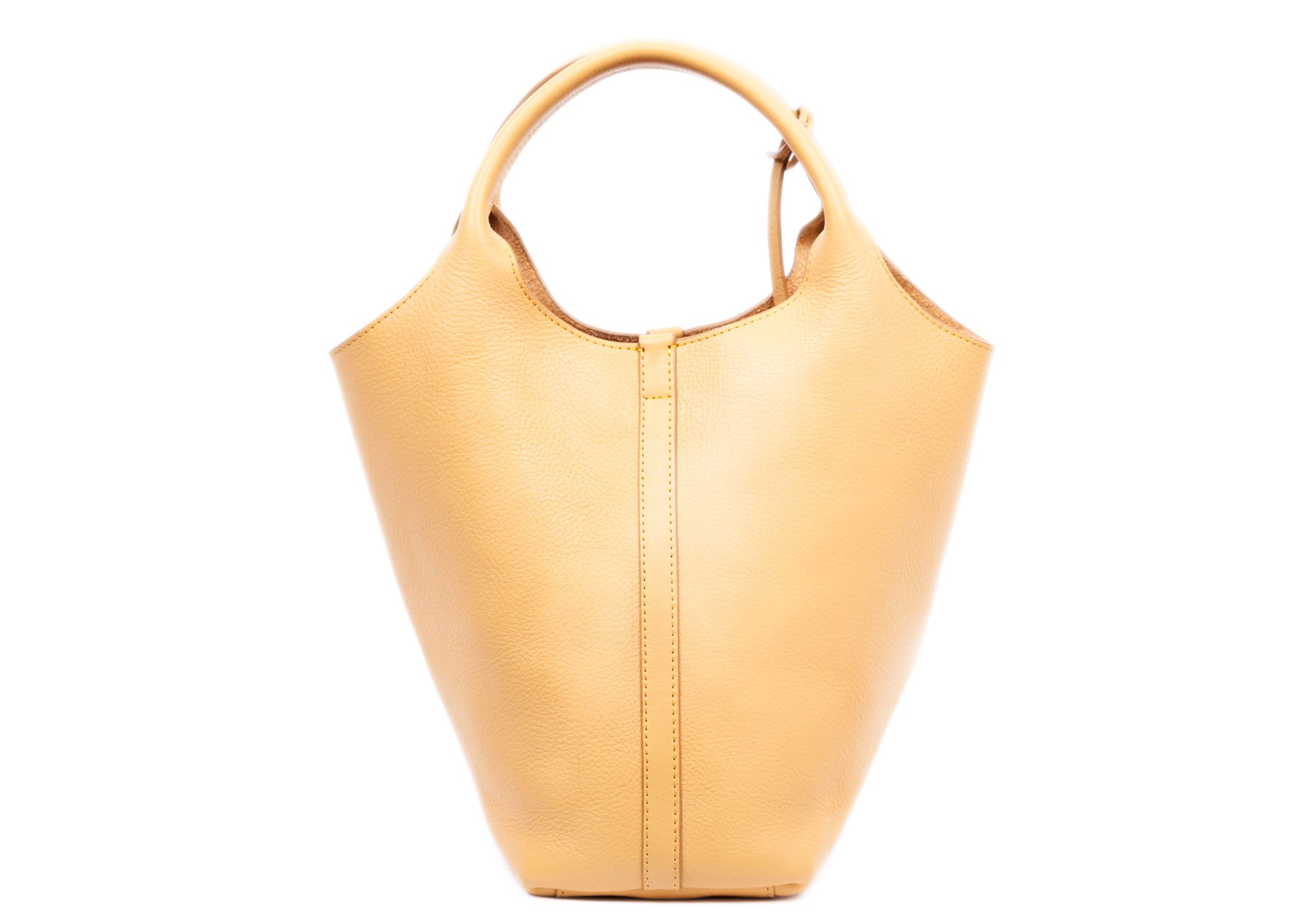 Front Leather View of The One-Piece Bag Ochre