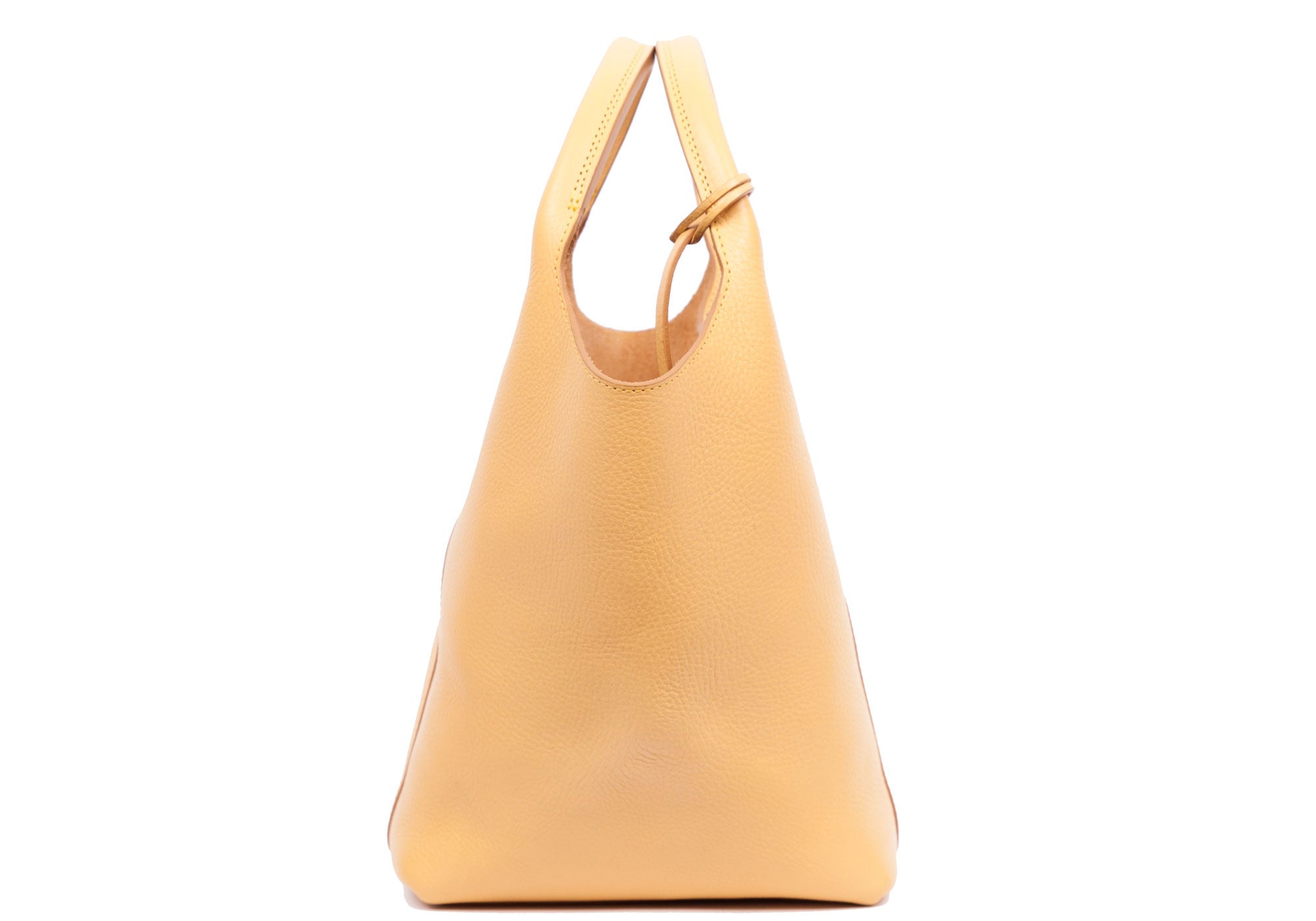 Side Leather View of The One-Piece Bag Ochre