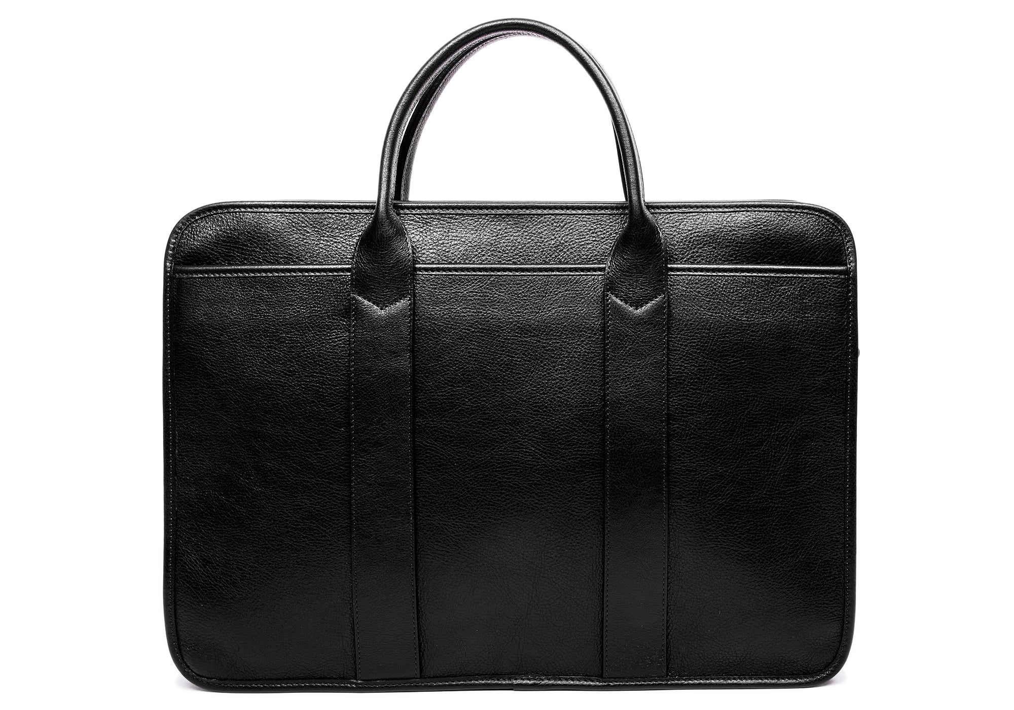 Leather Zip-Top Briefcase Black