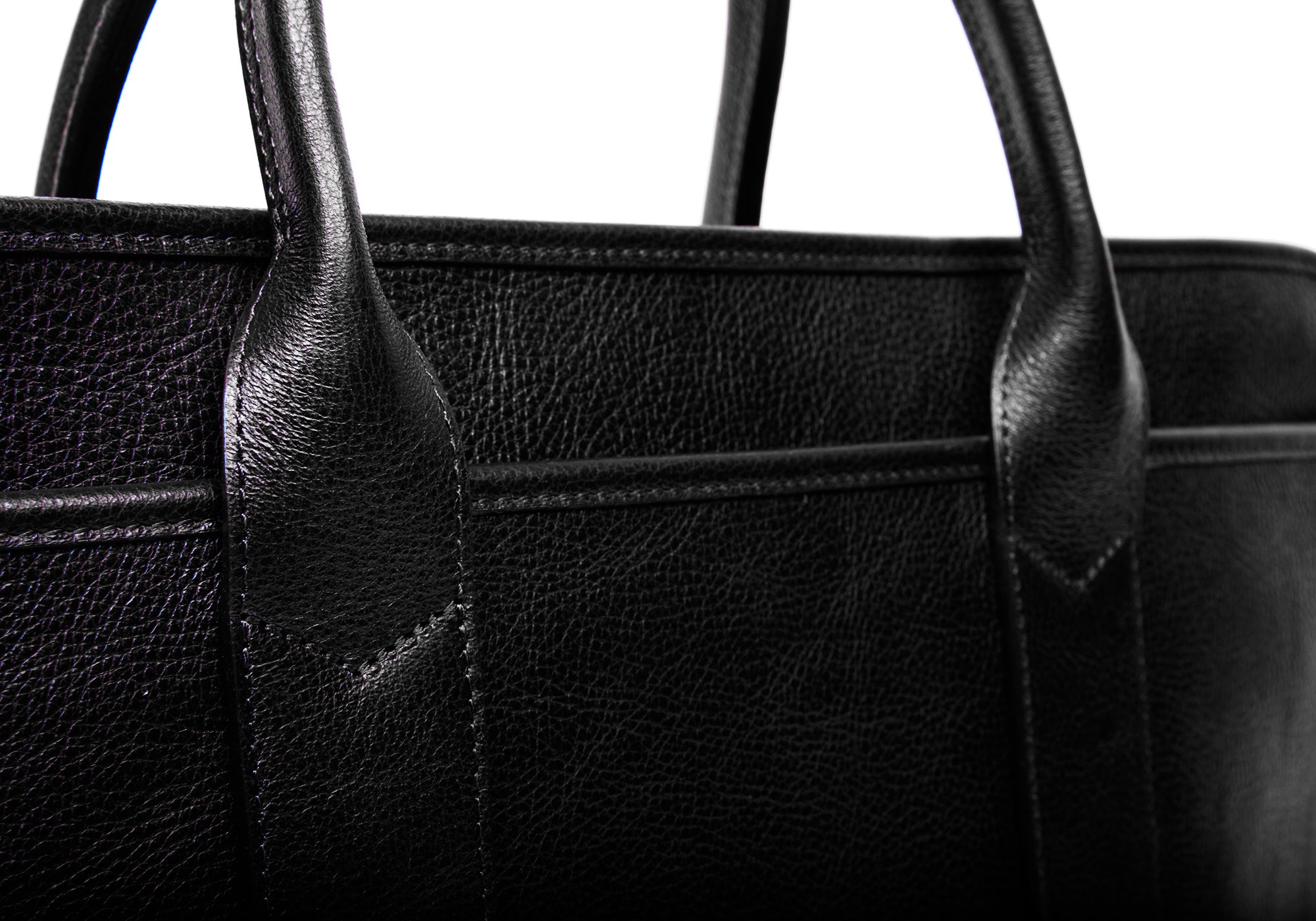 Leather Zip-Top Briefcase Black