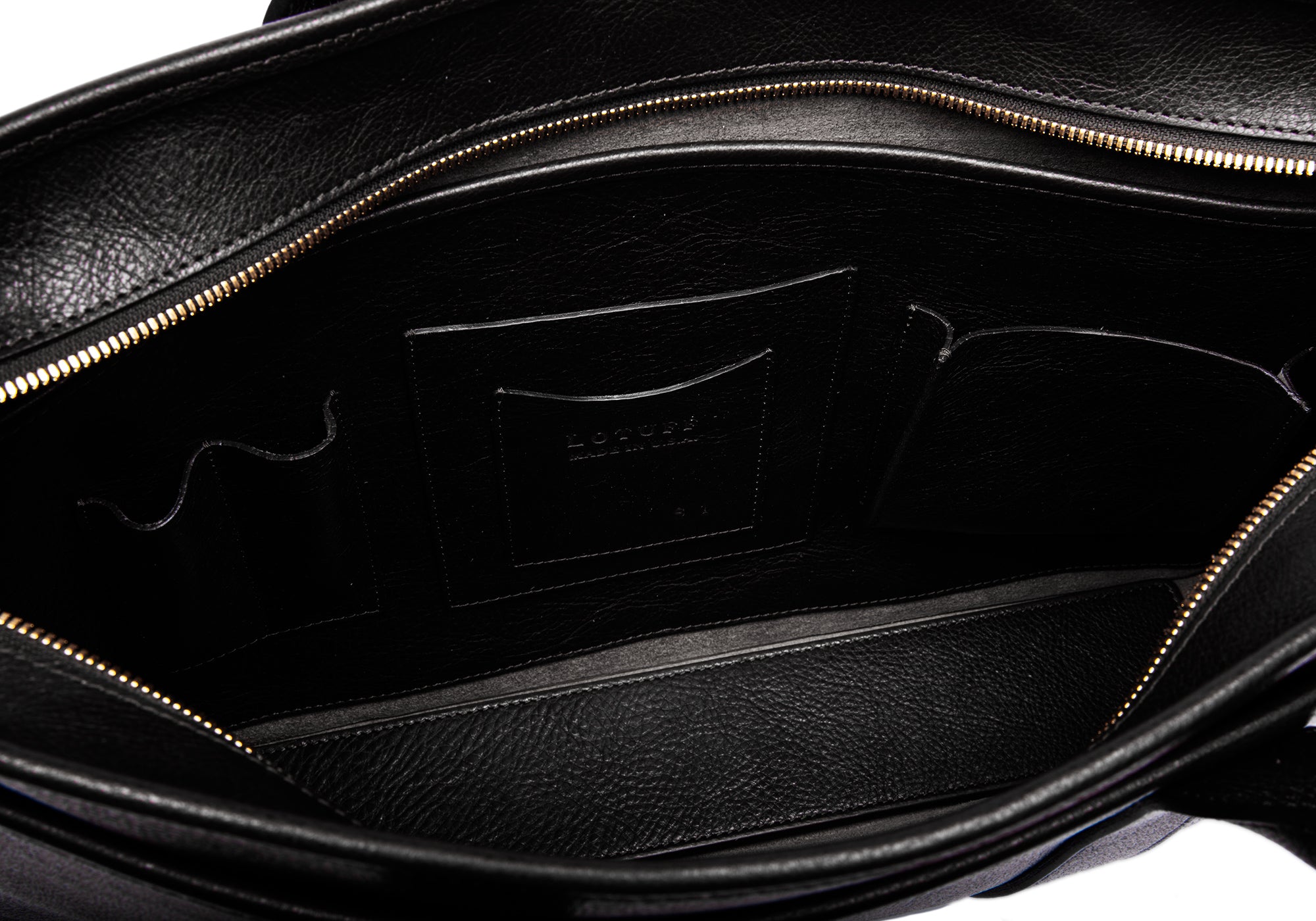 Leather Zip-Top Briefcase Black