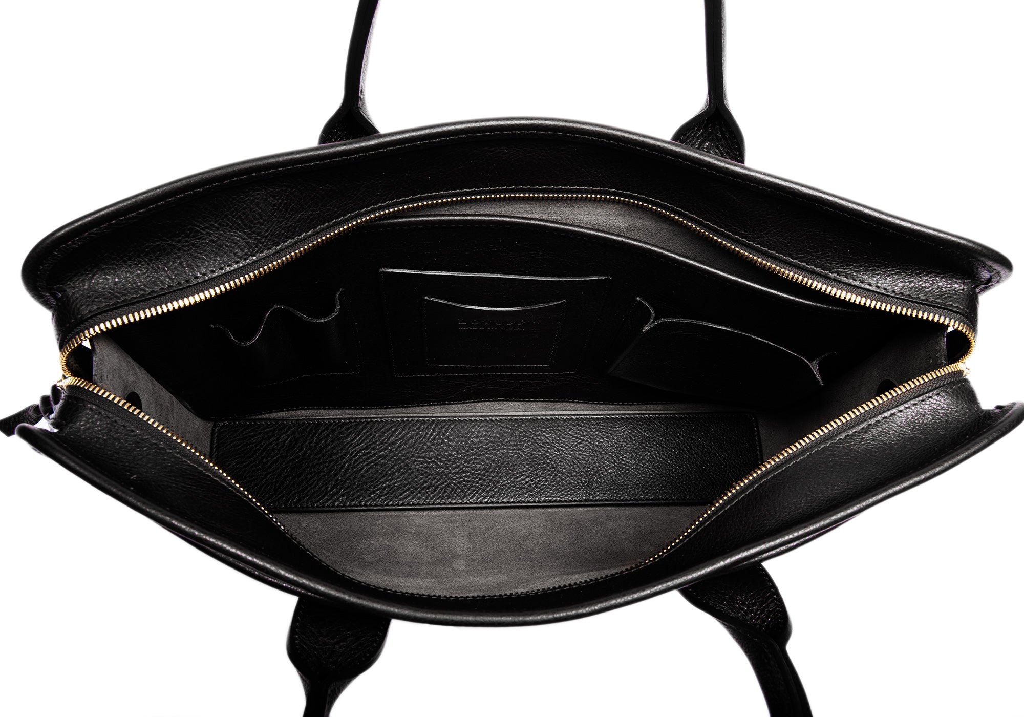 Leather Zip-Top Briefcase Black