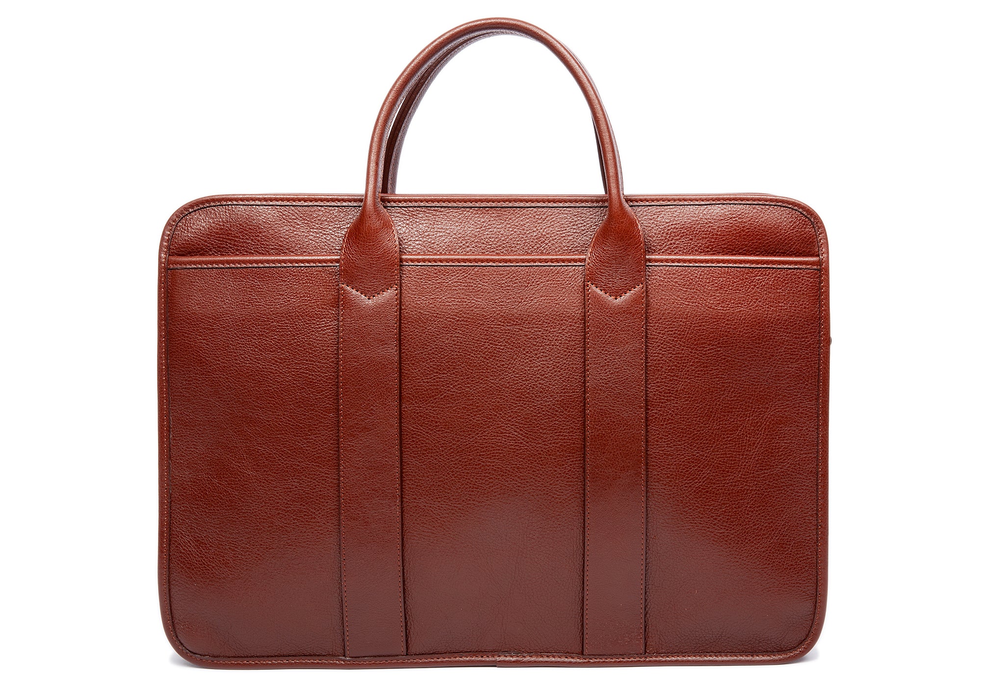 Leather Zip-Top Briefcase Chestnut