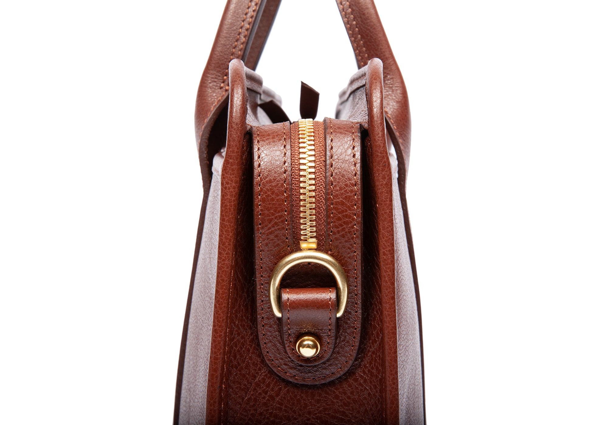 Leather Zip-Top Briefcase Chestnut