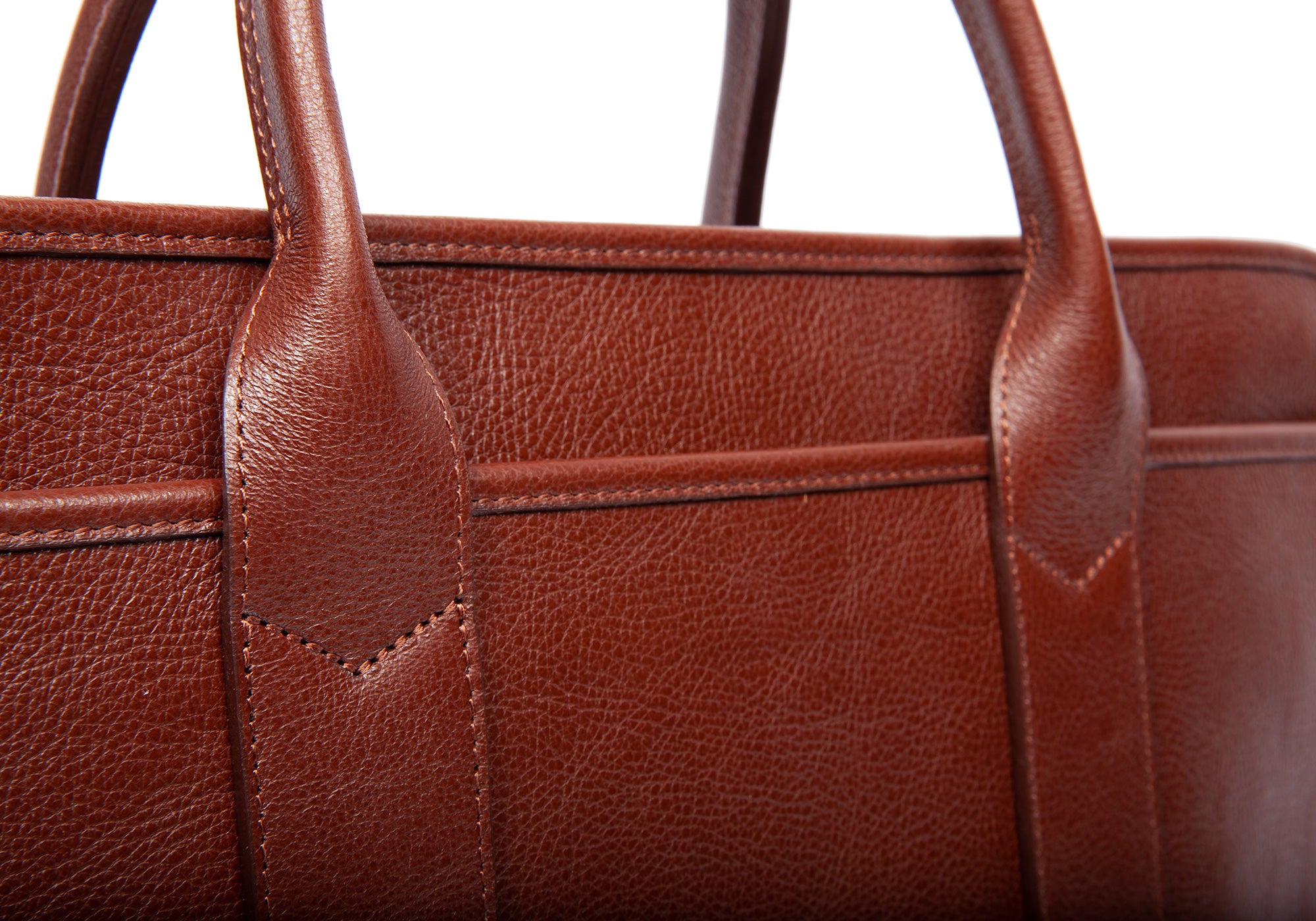 Leather Zip-Top Briefcase Chestnut