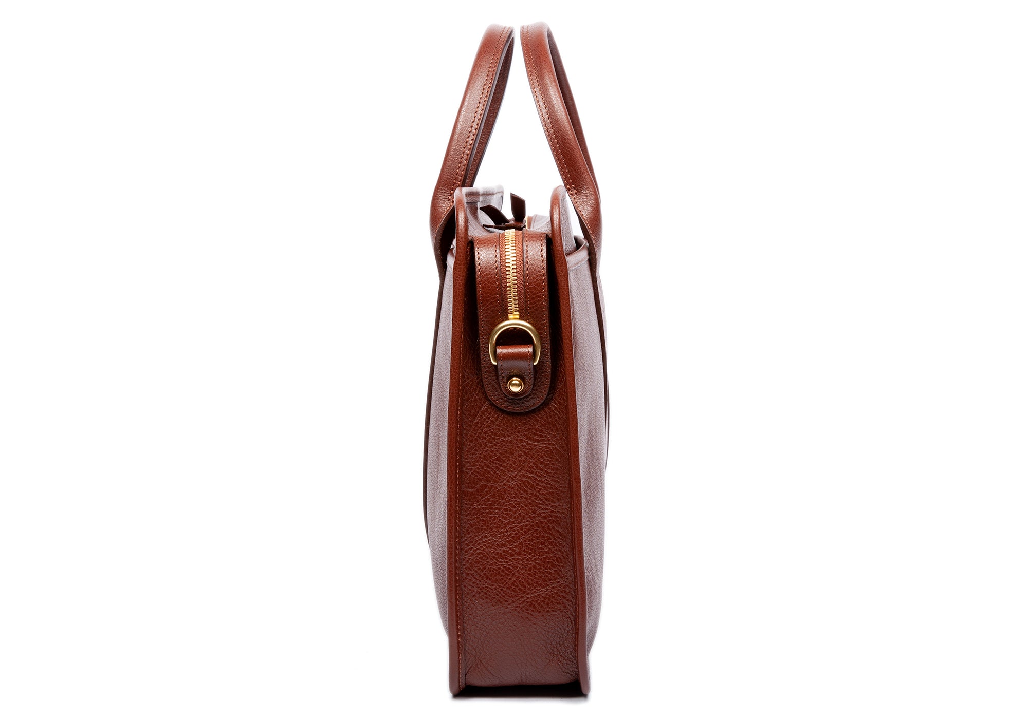 Leather Zip-Top Briefcase Chestnut