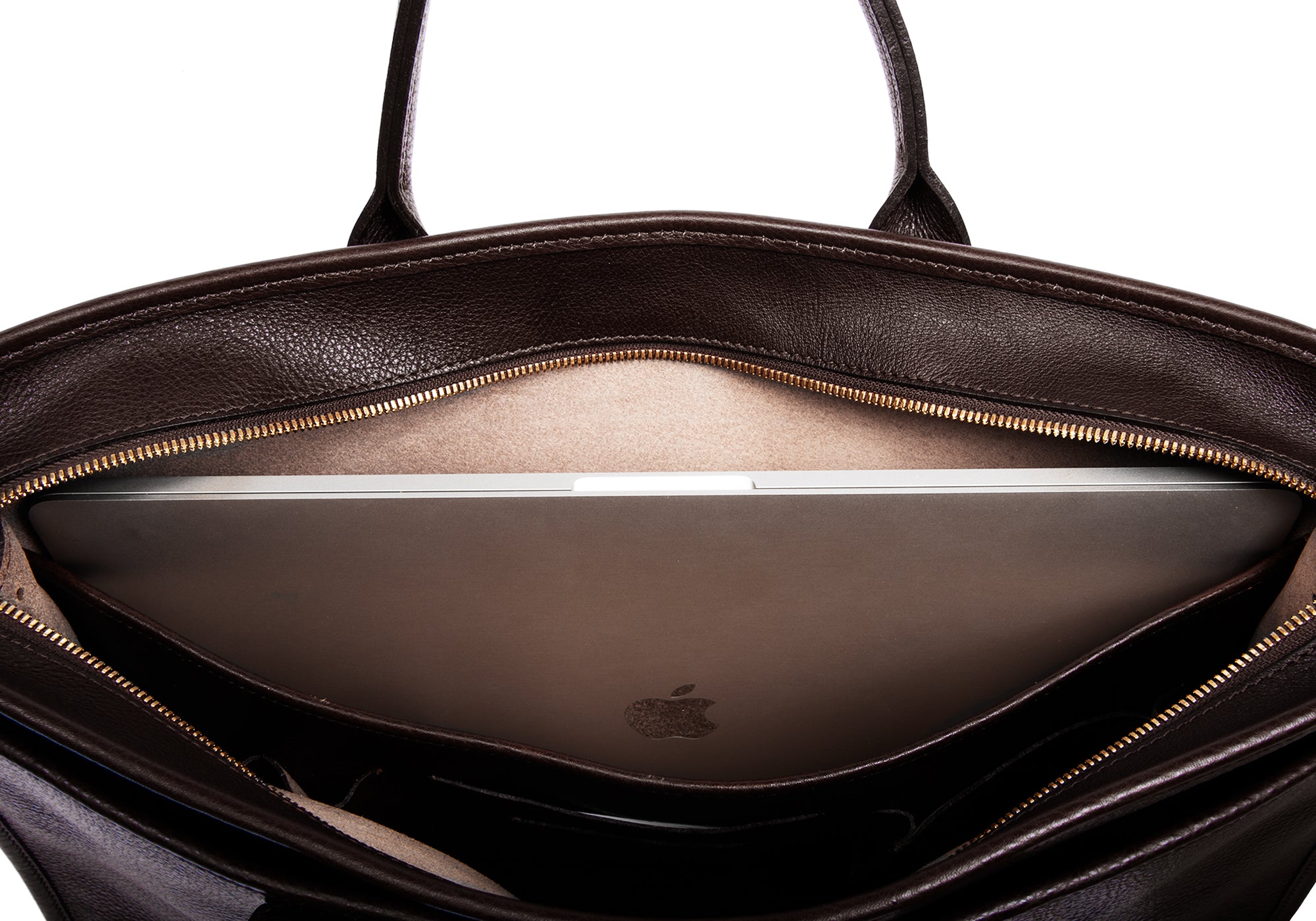 Leather Zip-Top Briefcase Chocolate