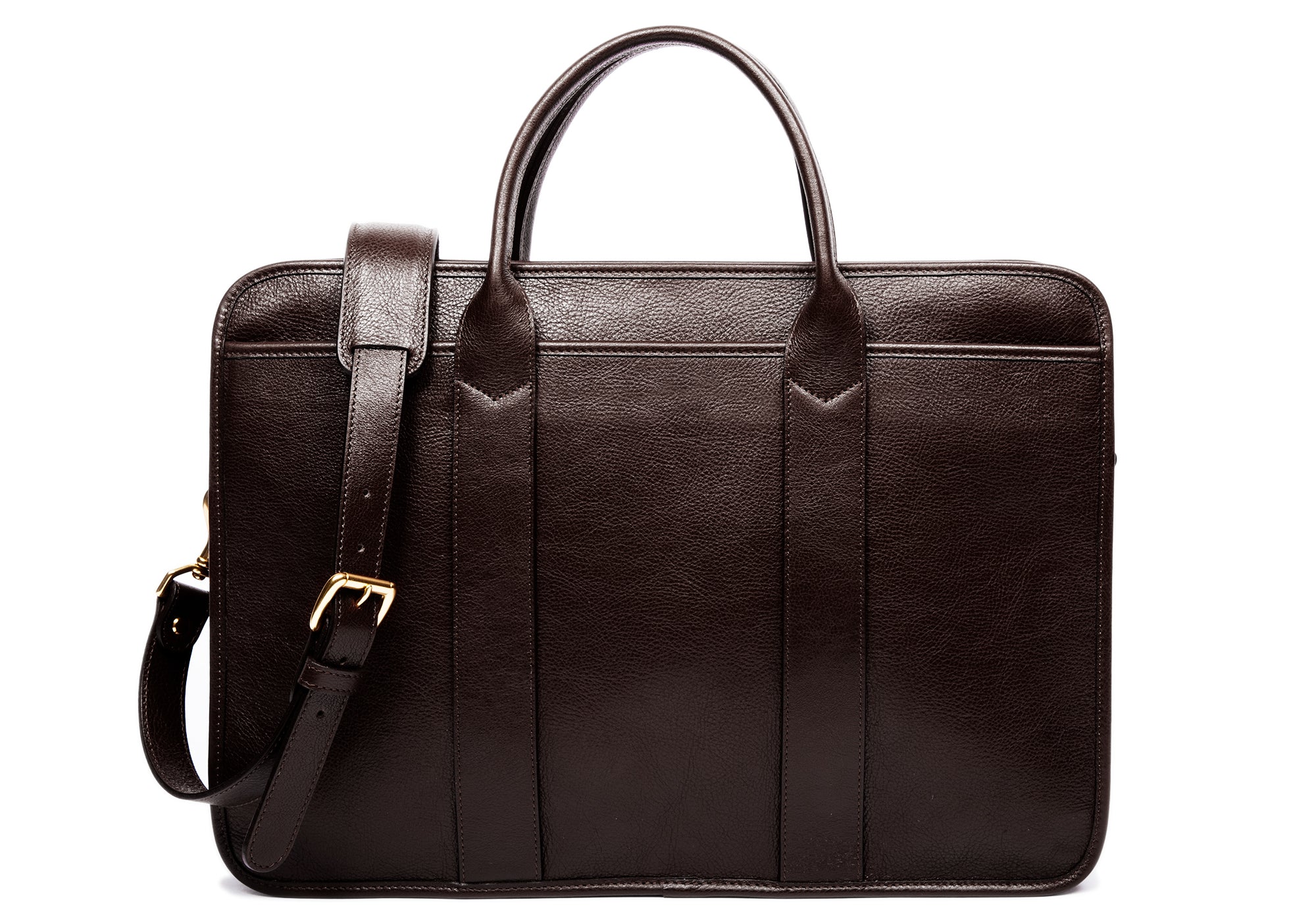 Leather Zip-Top Briefcase Chocolate