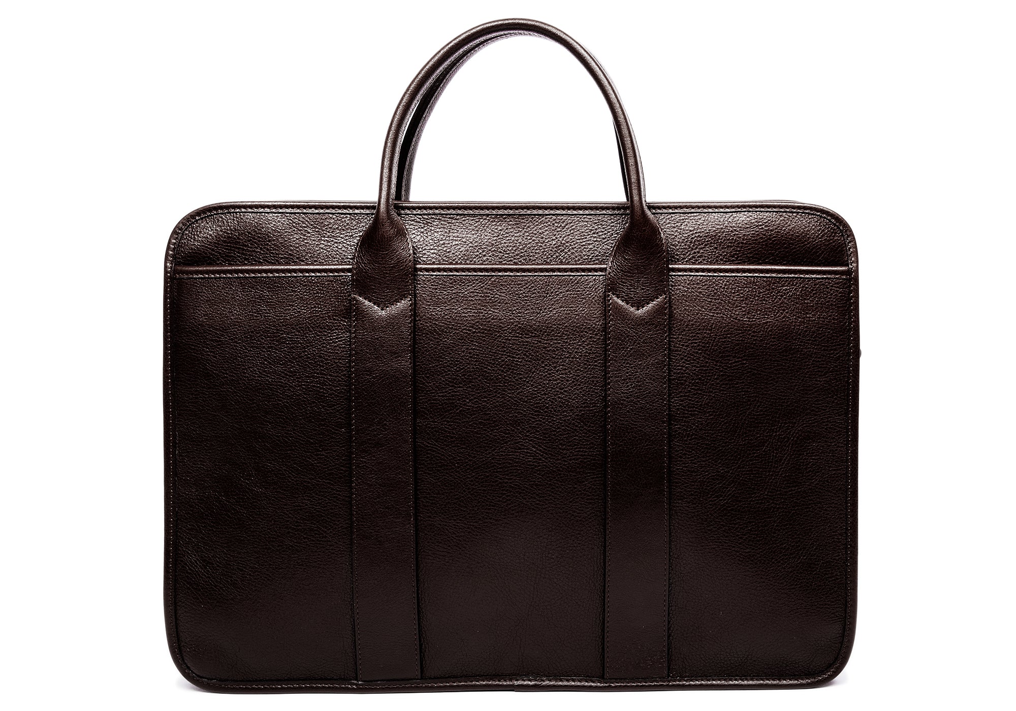 Leather Zip-Top Briefcase Chocolate