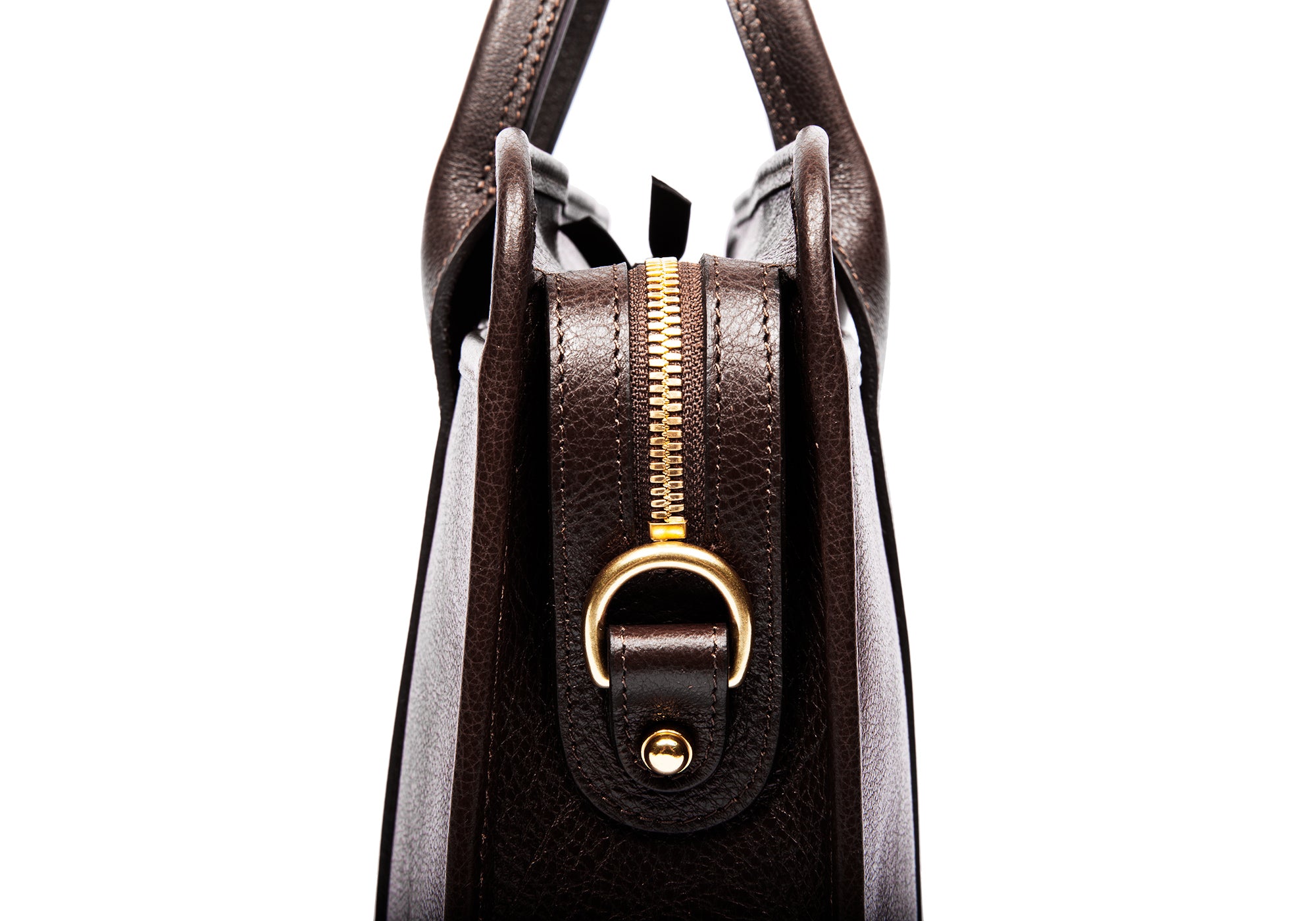 Leather Zip-Top Briefcase Chocolate