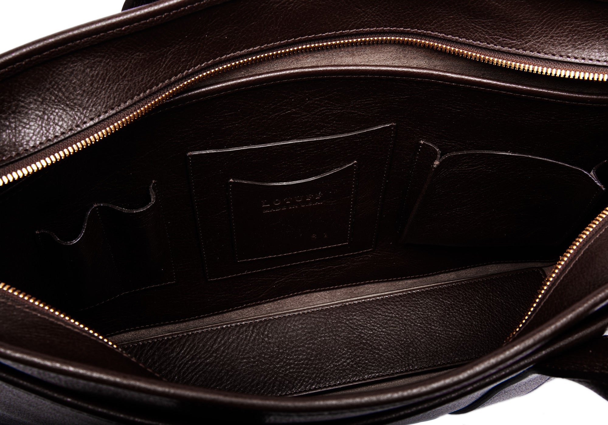 Leather Zip-Top Briefcase Chocolate