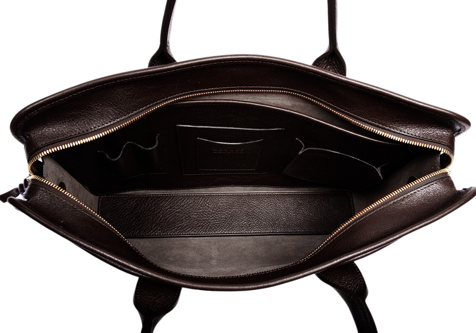 Leather Zip-Top Briefcase Chocolate