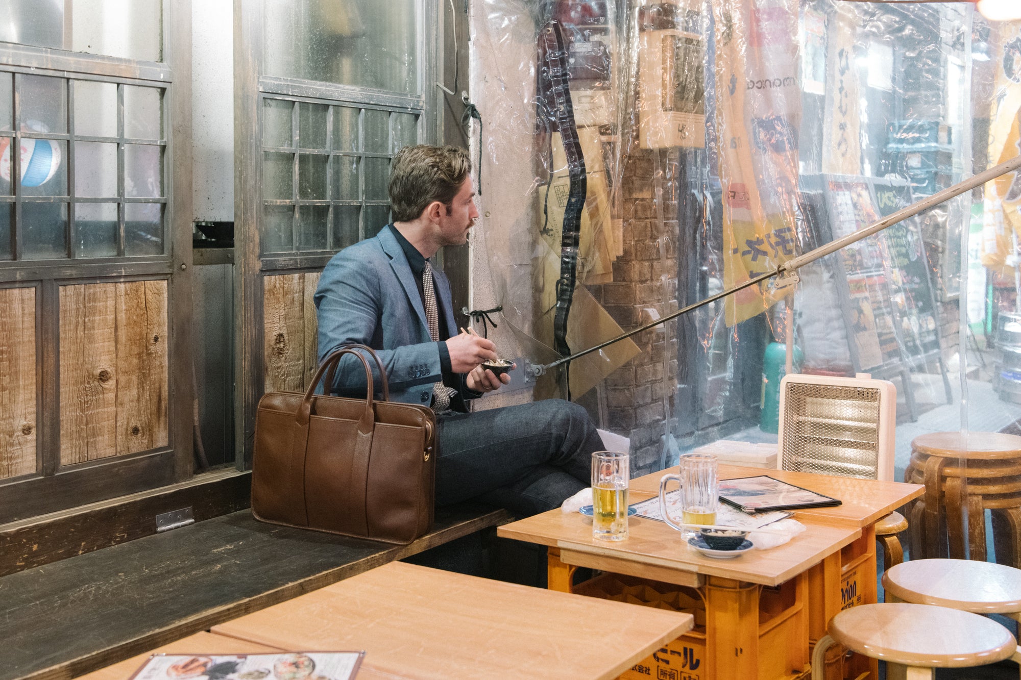 Leather Zip-Top Briefcase Lifestyle