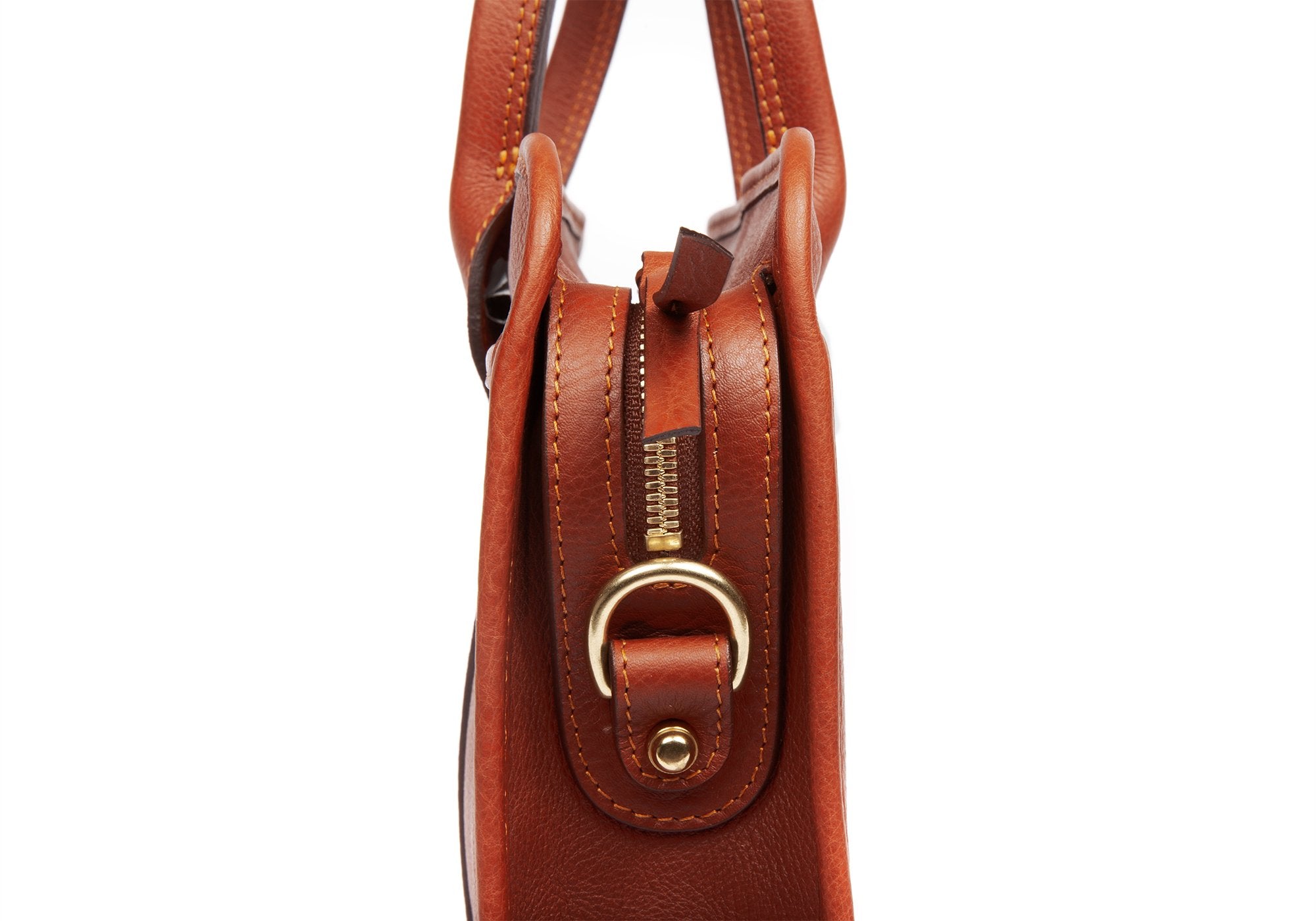 Leather Zip-Top Briefcase Saddle Tan