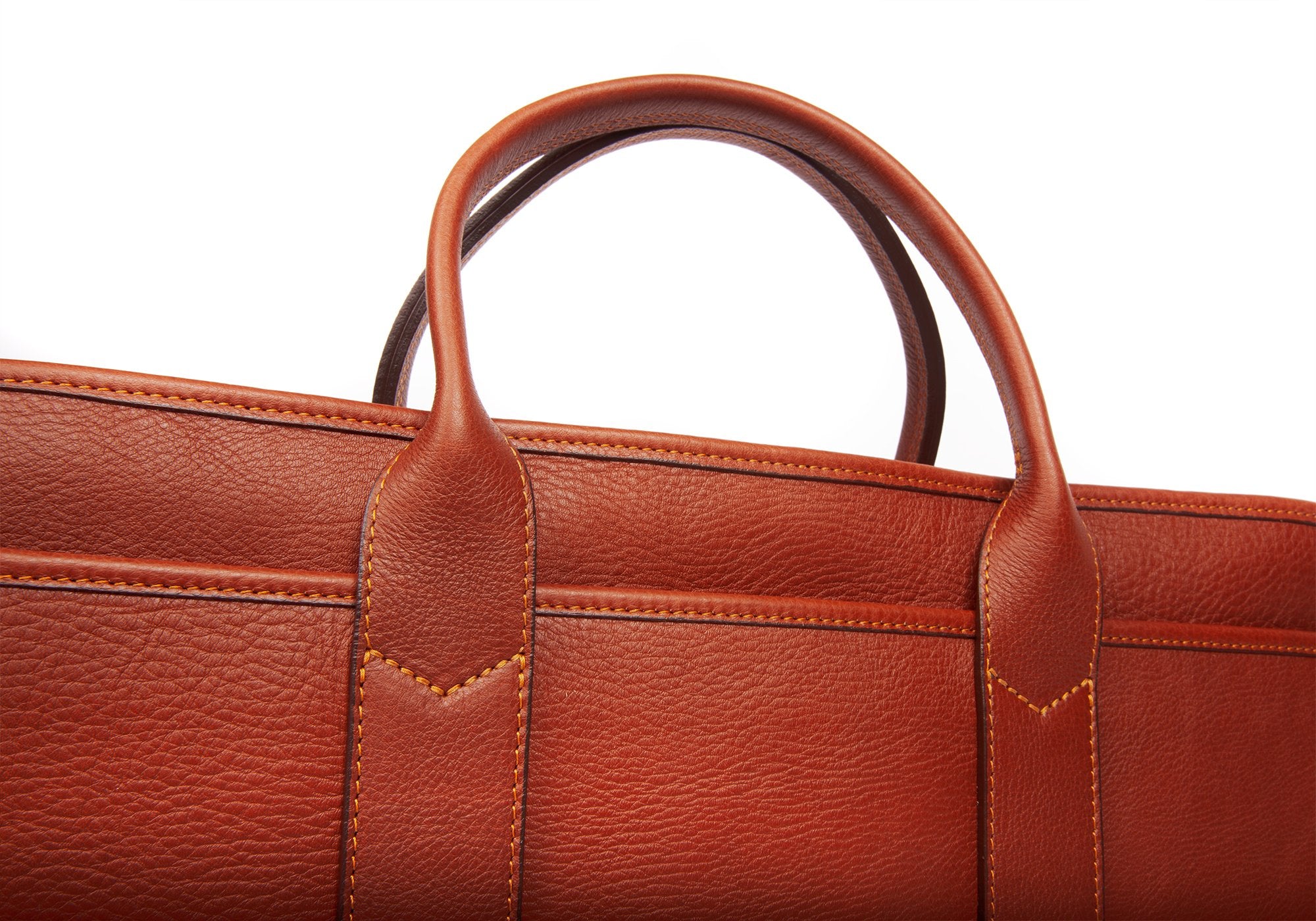 Leather Zip-Top Briefcase Saddle Tan