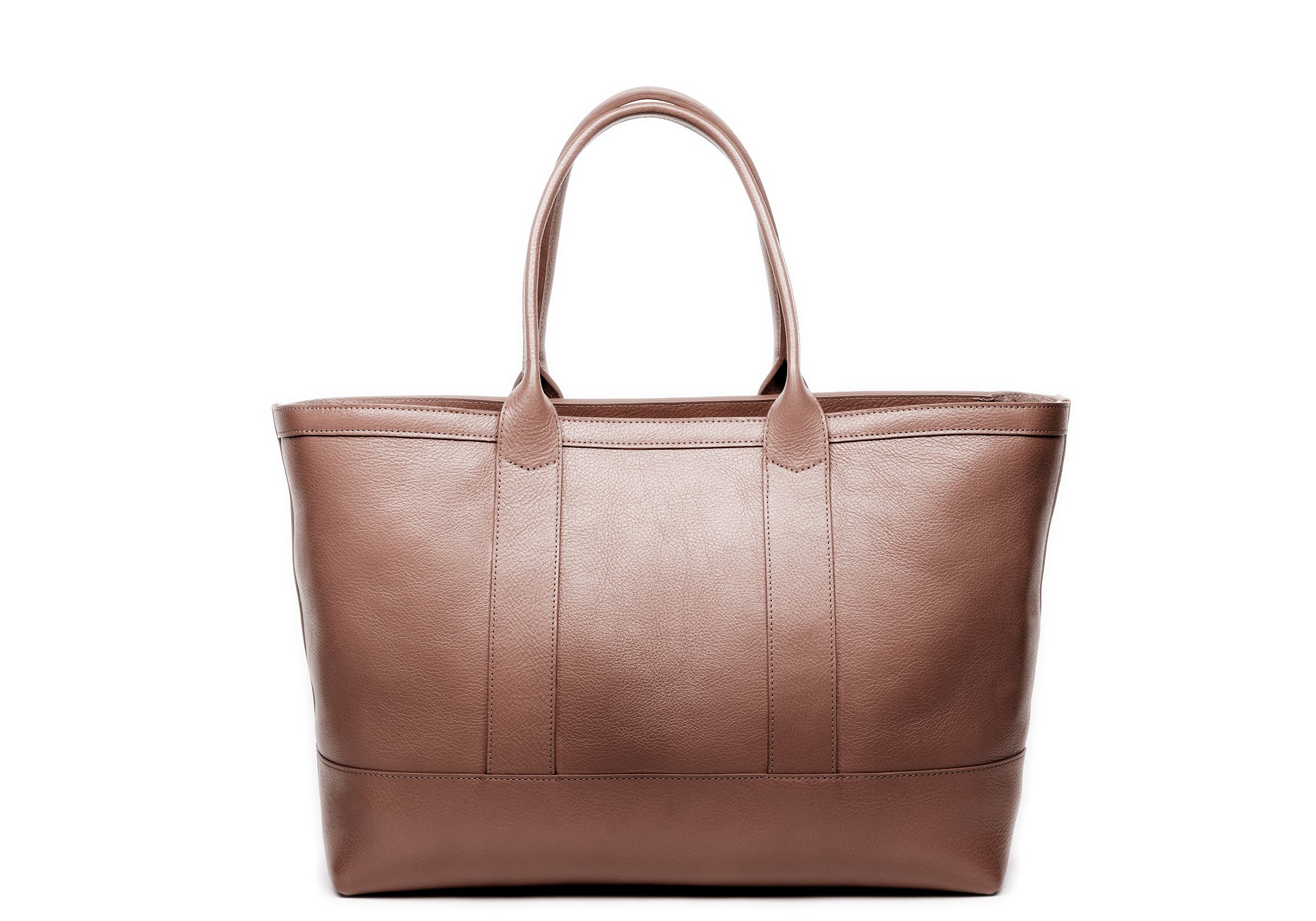 Leather Zip-Top Medium Tote Clay