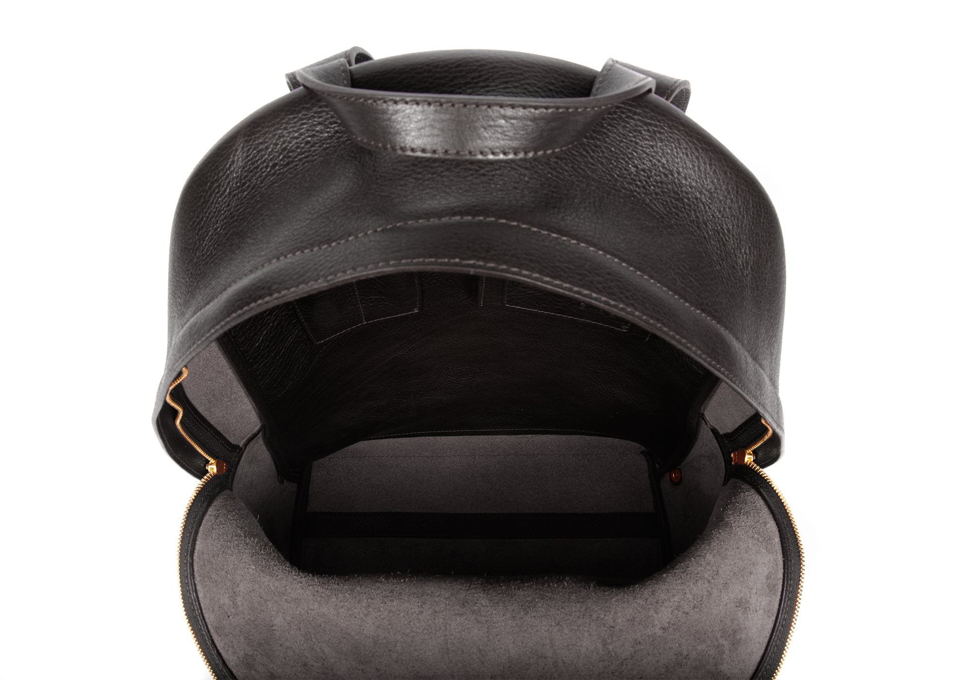 Leather Zipper Backpack Black