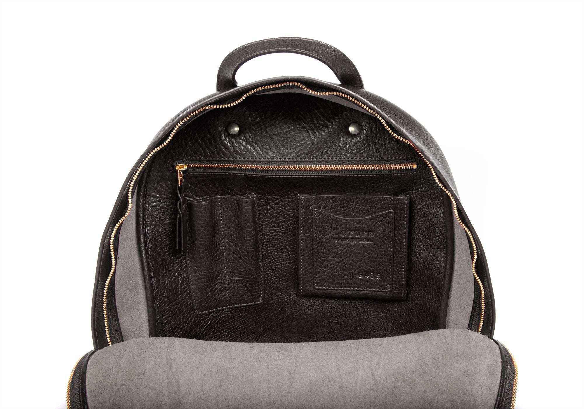 Leather Zipper Backpack Black
