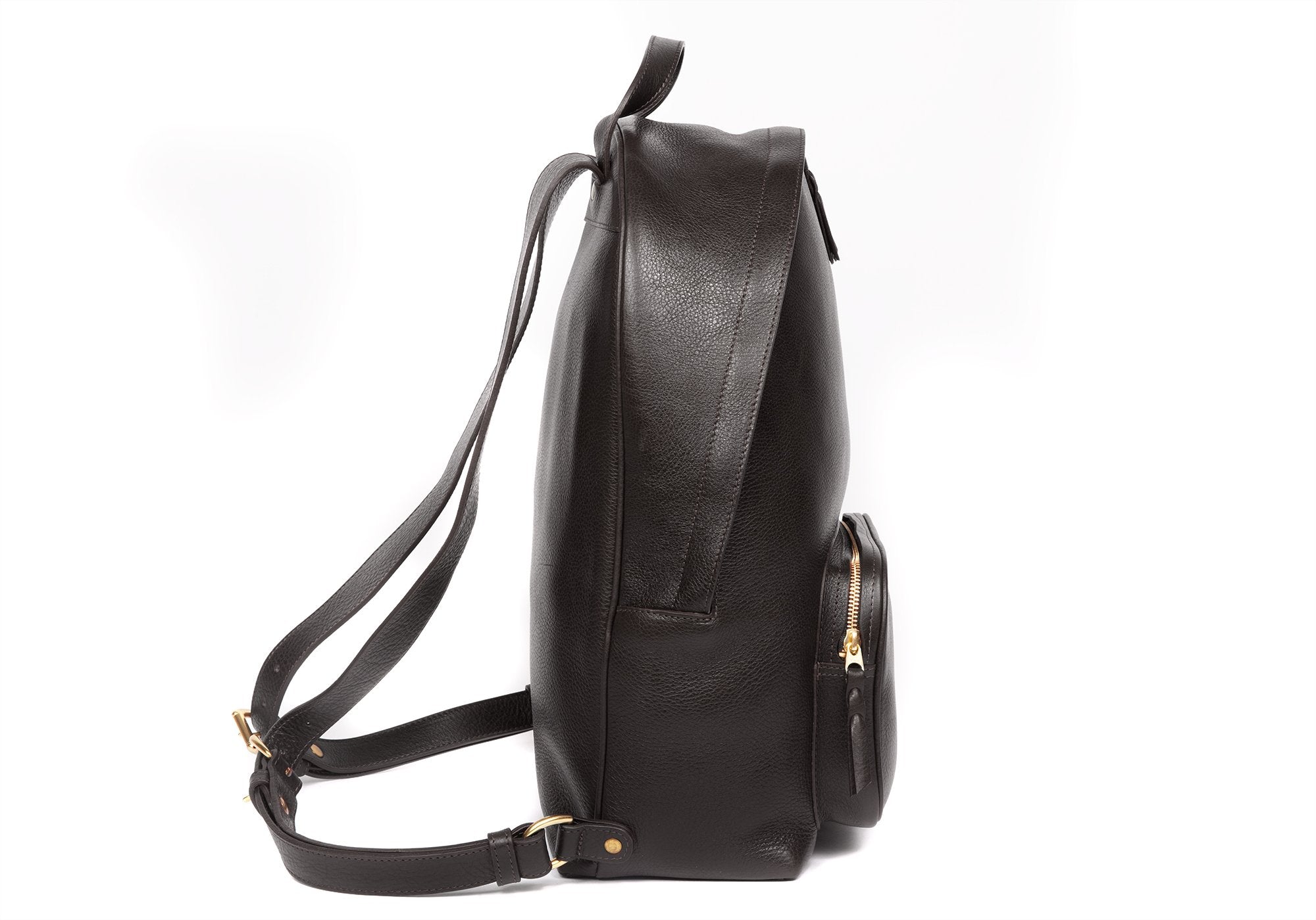 Leather Zipper Backpack Black
