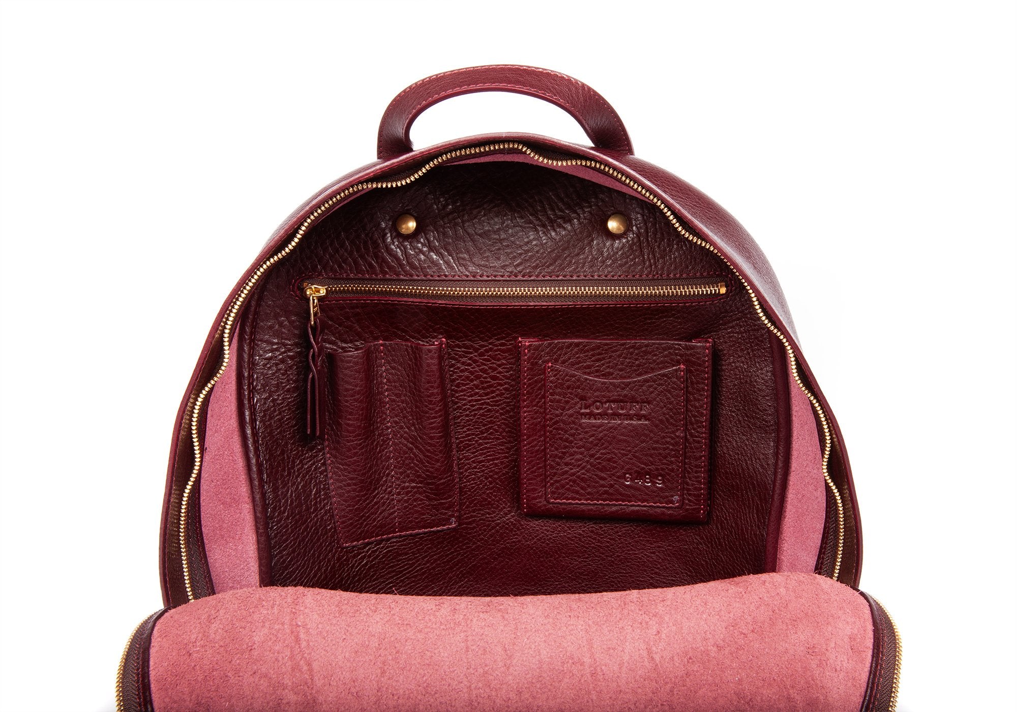 Leather Zipper Backpack Cordovan