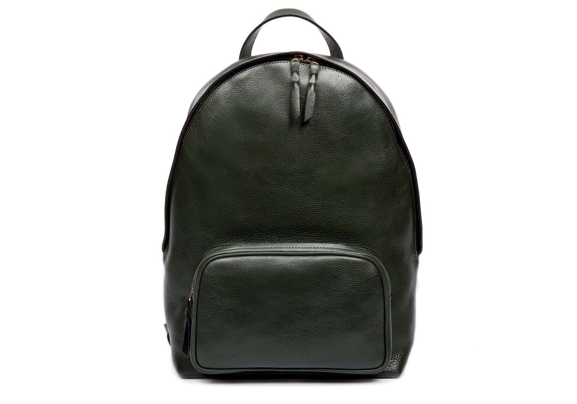 Leather Zipper Backpack Green