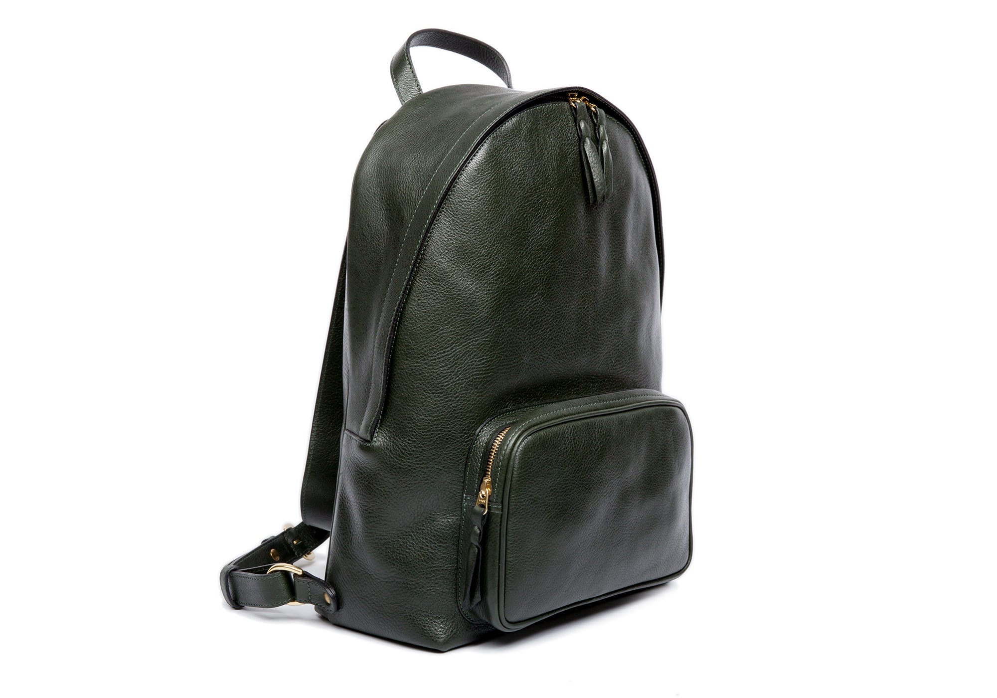 Leather Zipper Backpack Green