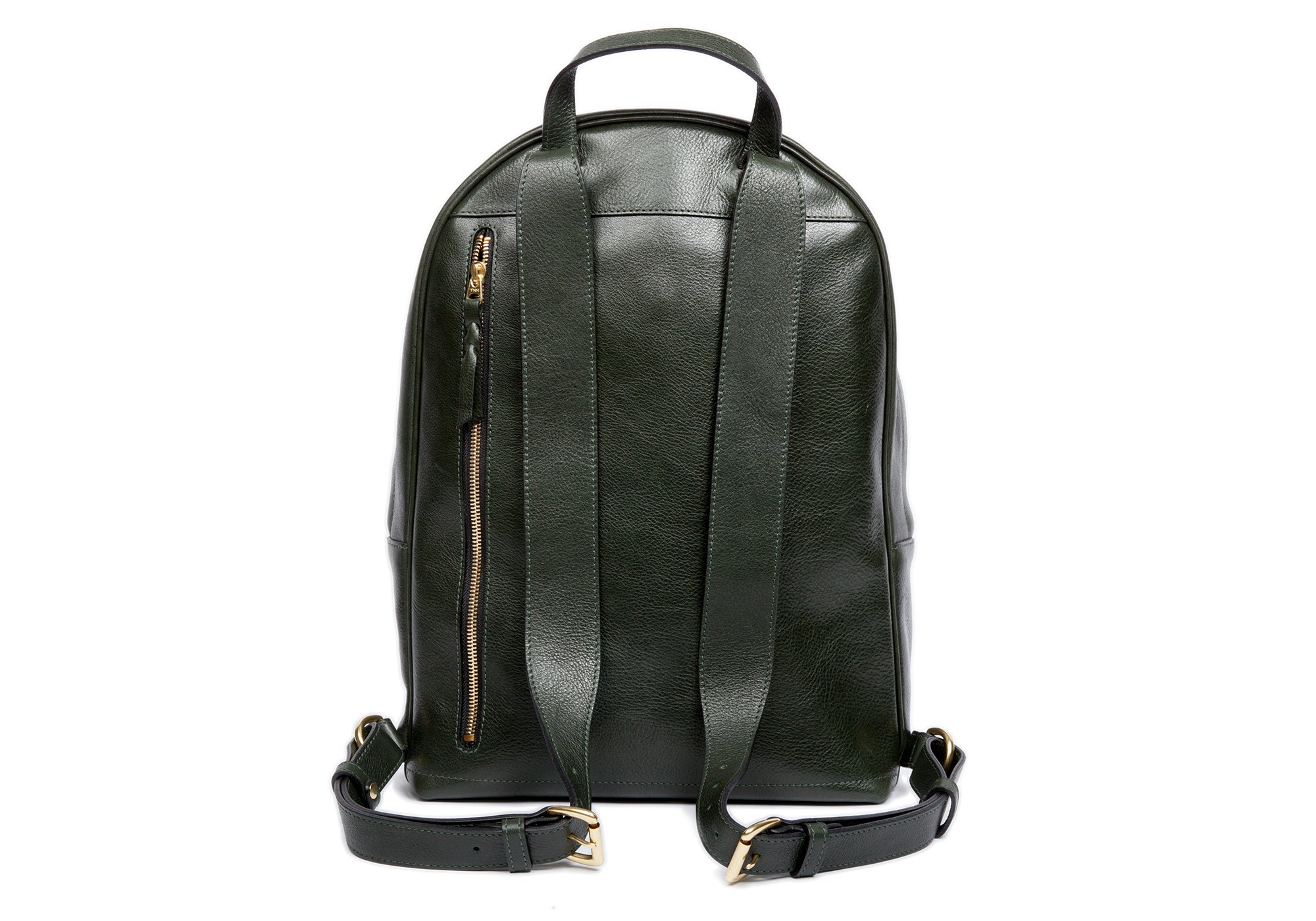 Leather Zipper Backpack Green
