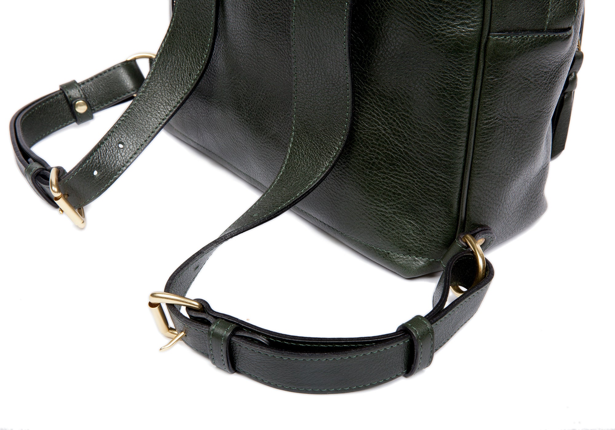 Leather Zipper Backpack Green
