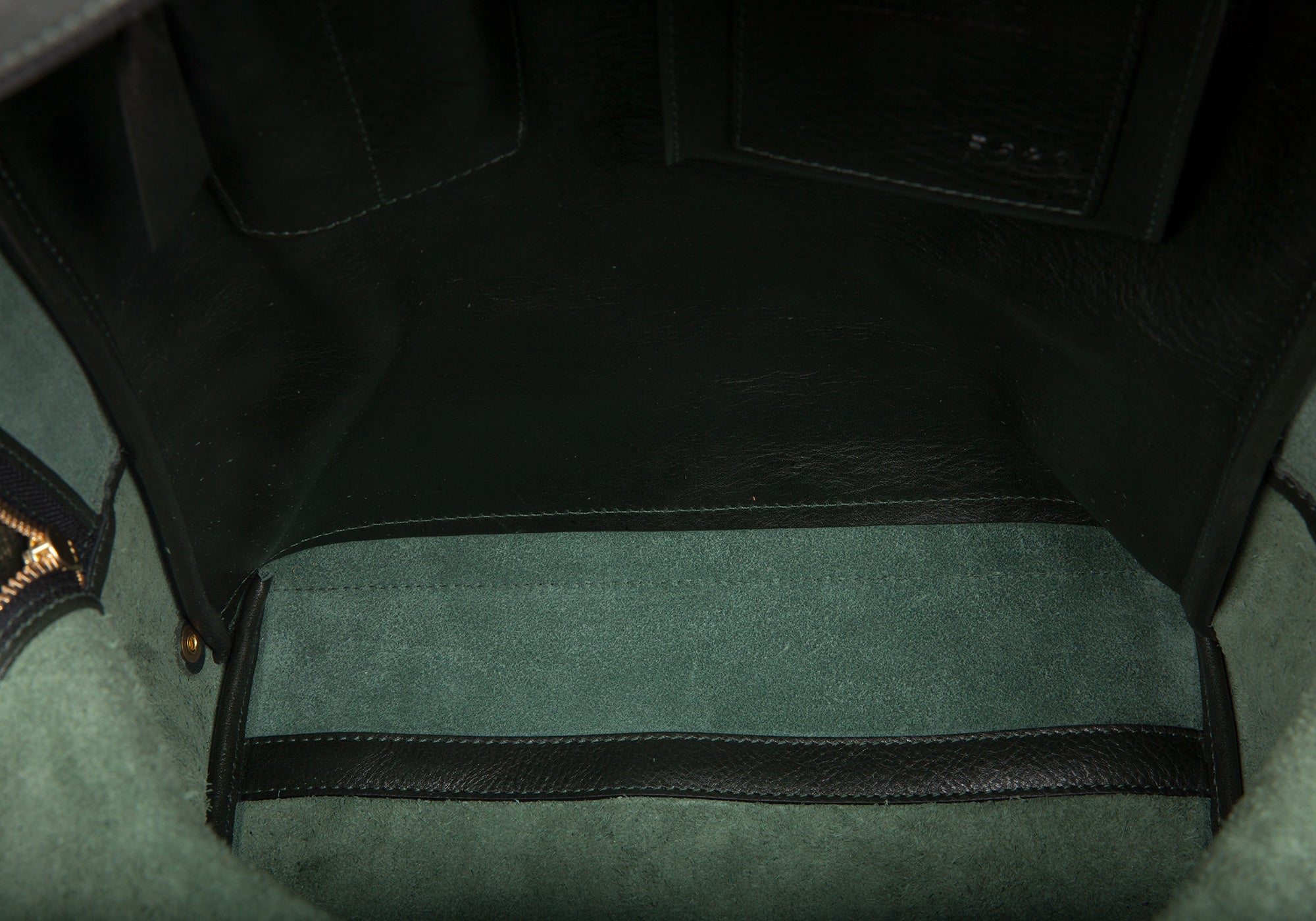 Leather Zipper Backpack Green