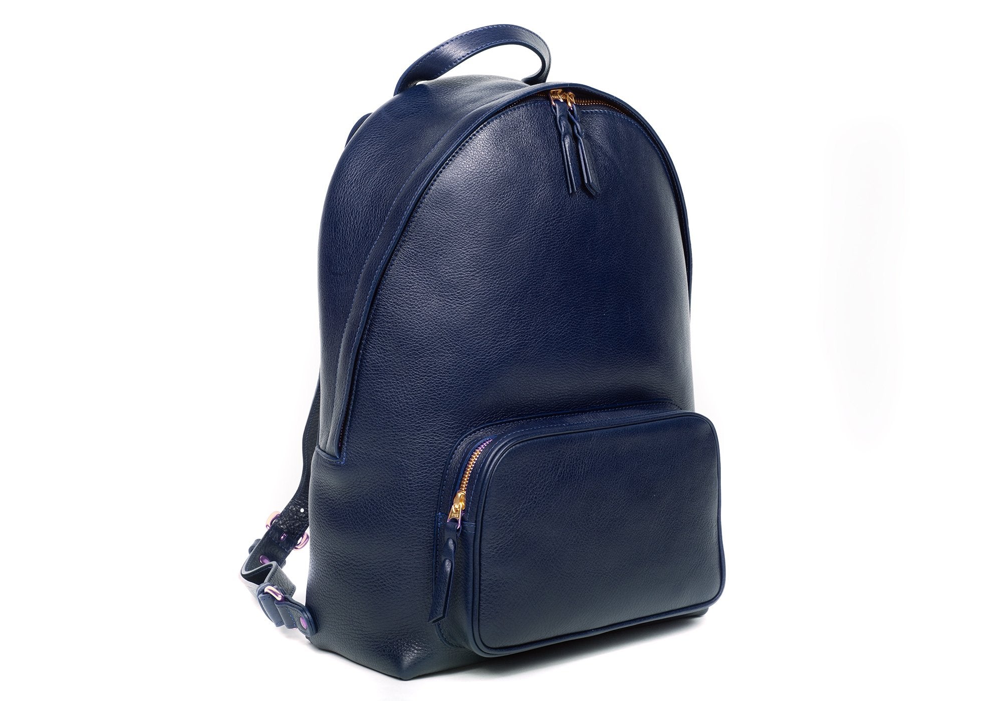 Leather Zipper Backpack Indigo