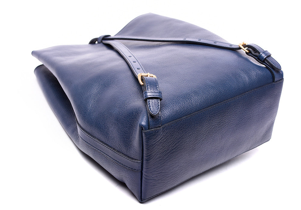 Back Leather Straps of The Sling Backpack Indigo