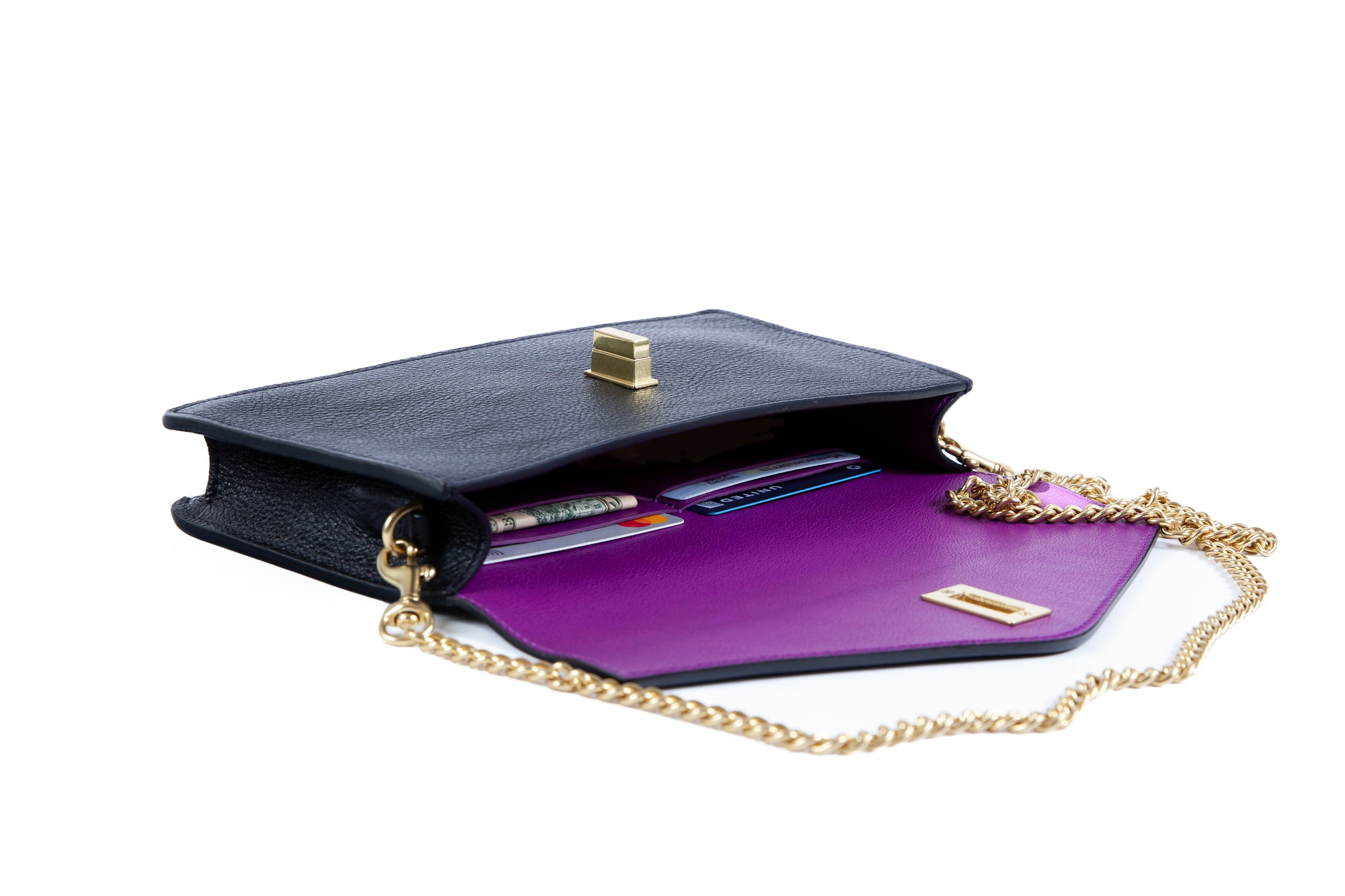 The Vincent Clutch Black/Orchid