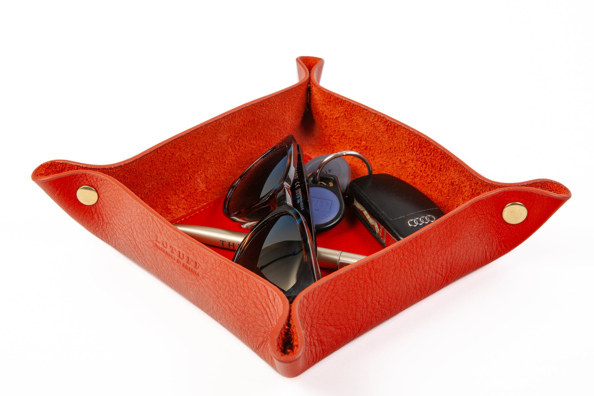 Leather Valet Tray Orange