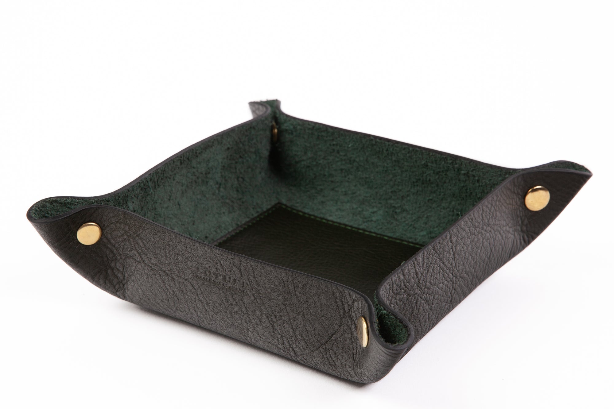 Leather Valet Tray Green