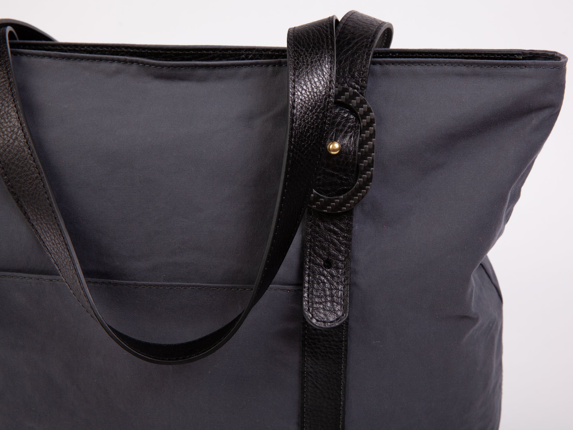 Monica Travel Tote in Waxed Cotton and Leather Steel Gray