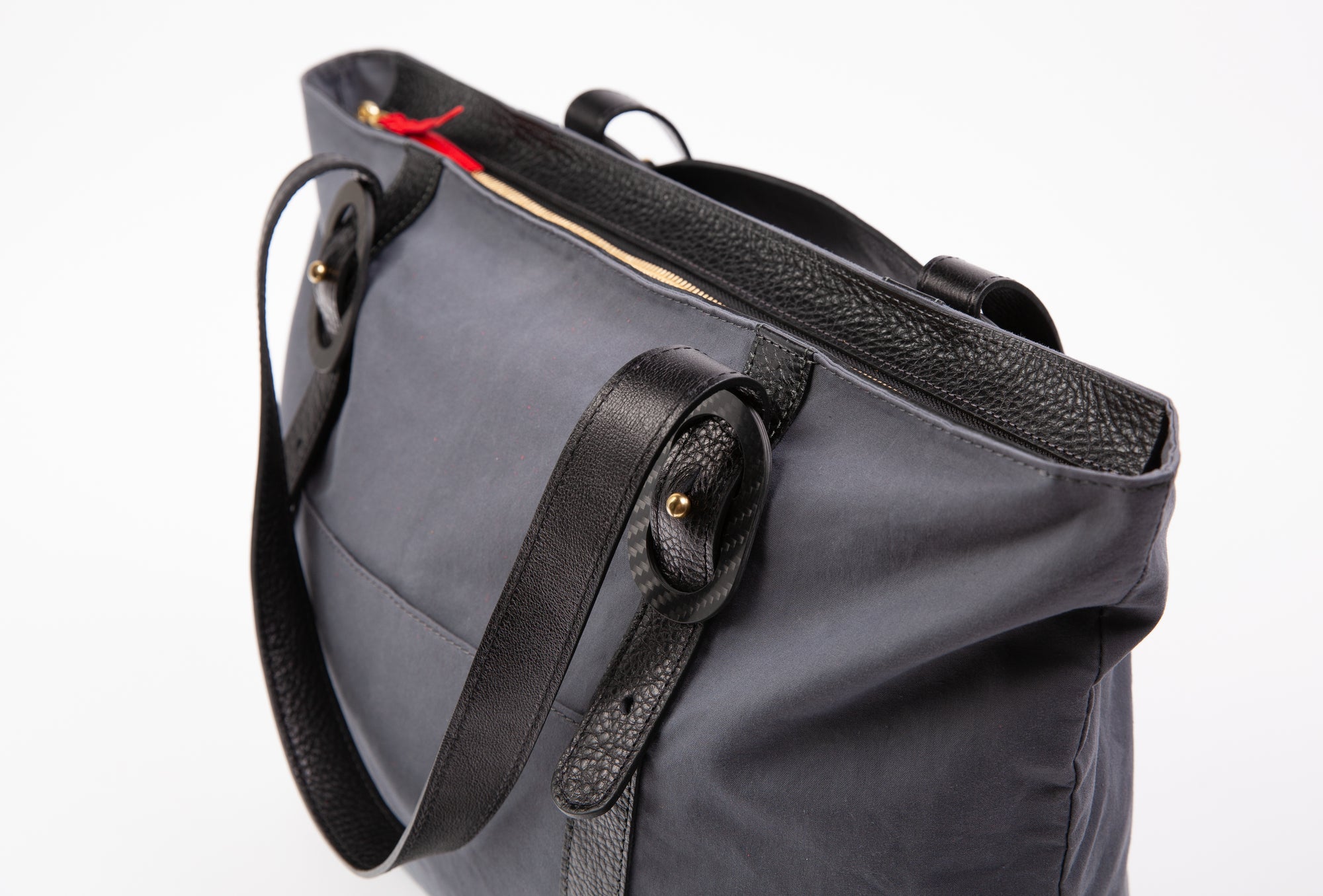 Monica Travel Tote in Waxed Cotton and Leather Steel Gray