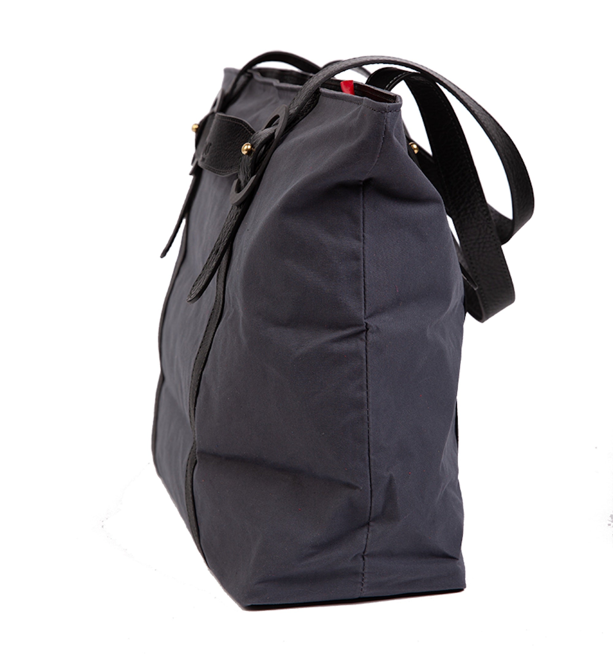 Monica Travel Tote in Waxed Cotton and Leather Steel Gray