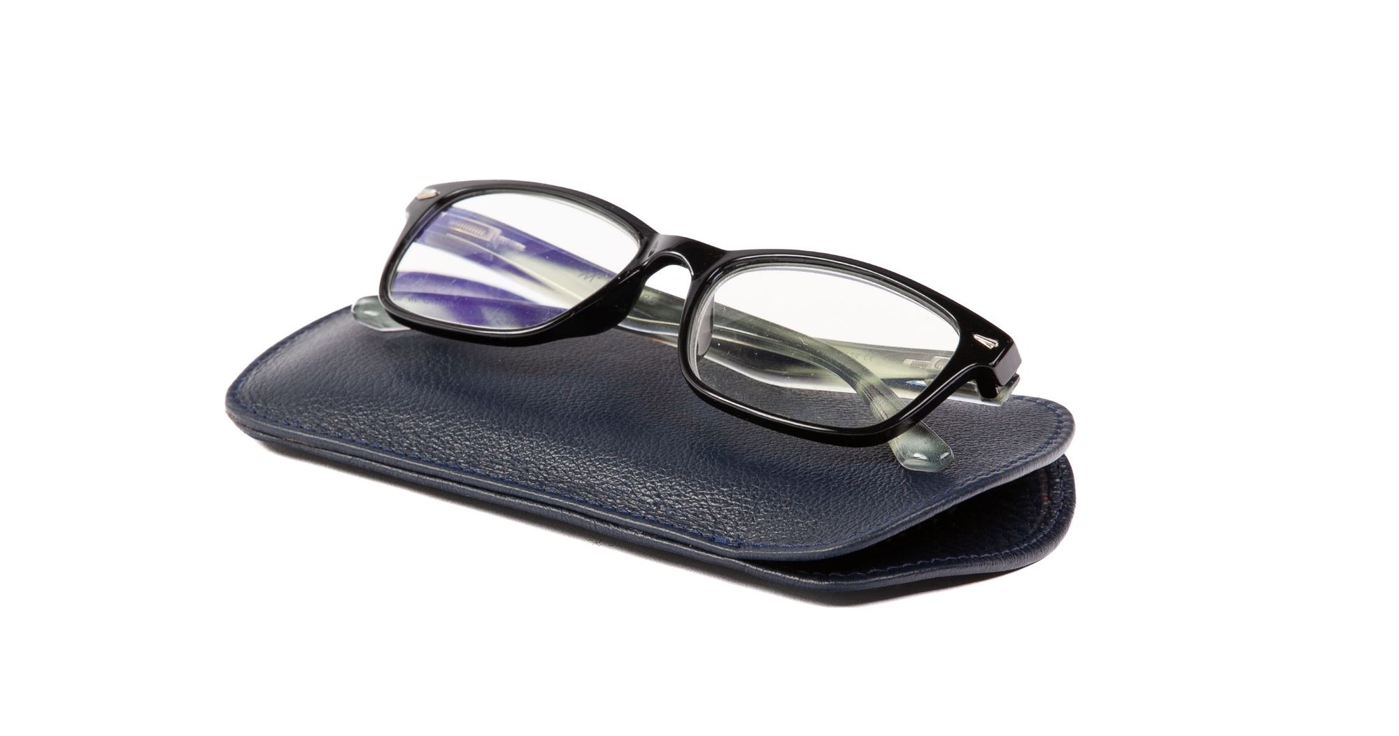 Leather Eyeglass Sleeve Indigo