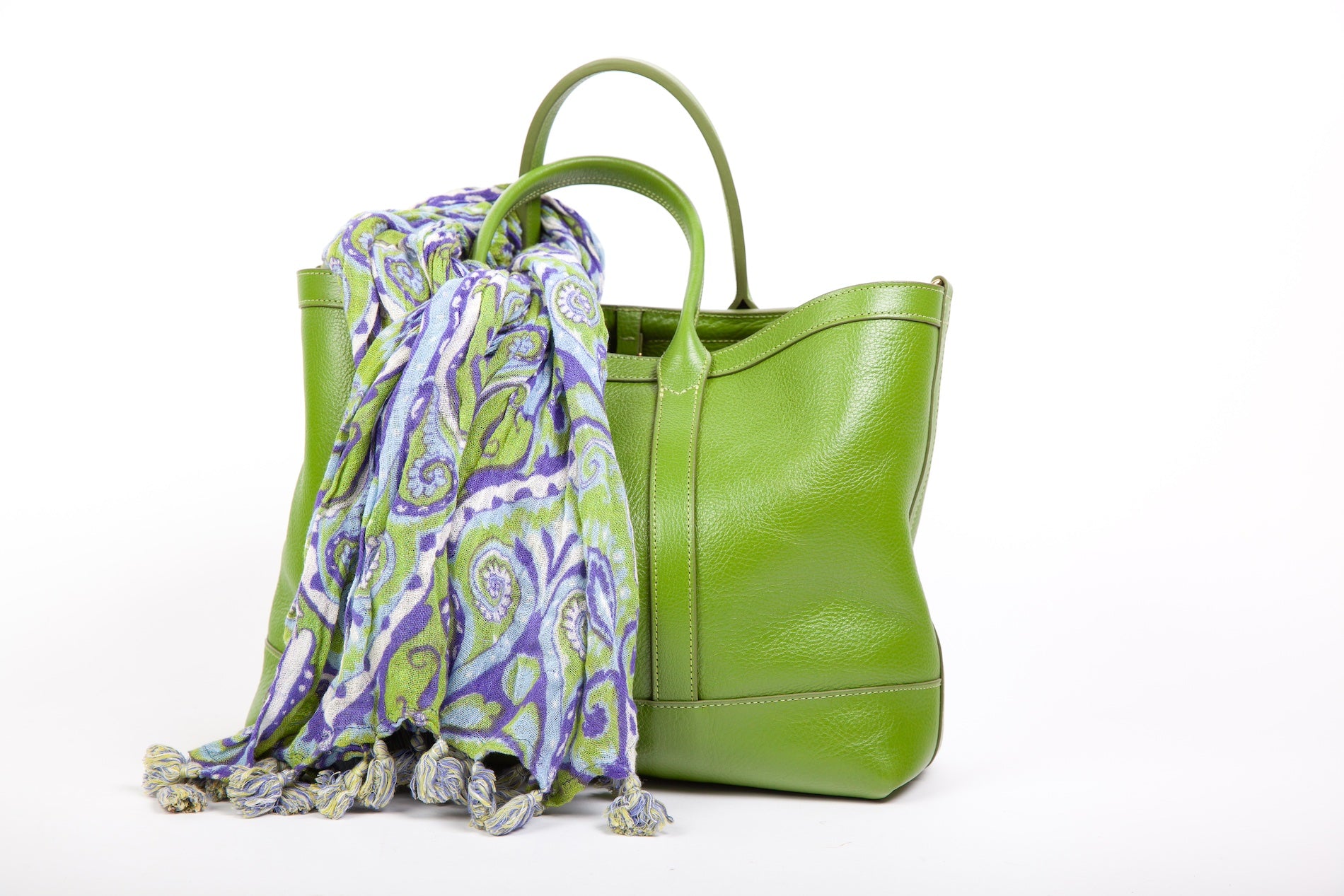 Leather Small Tote Fern