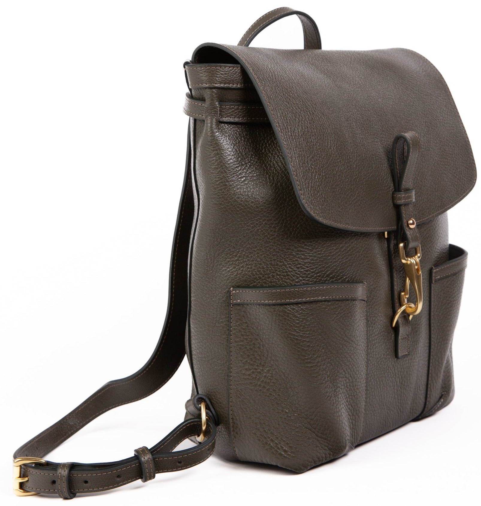 Leather No. 5 Knapsack Olive
