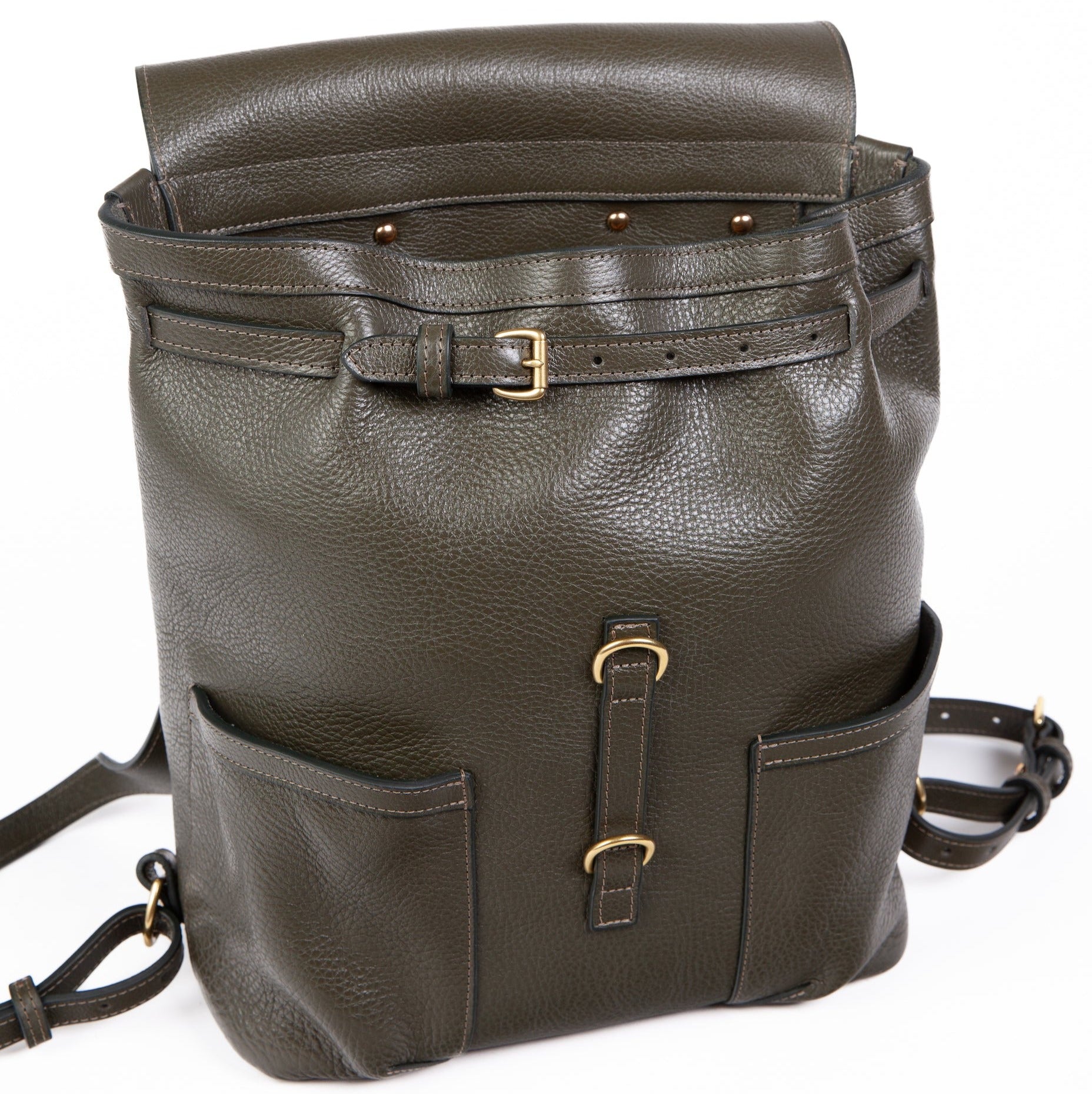 Leather No. 5 Knapsack Olive