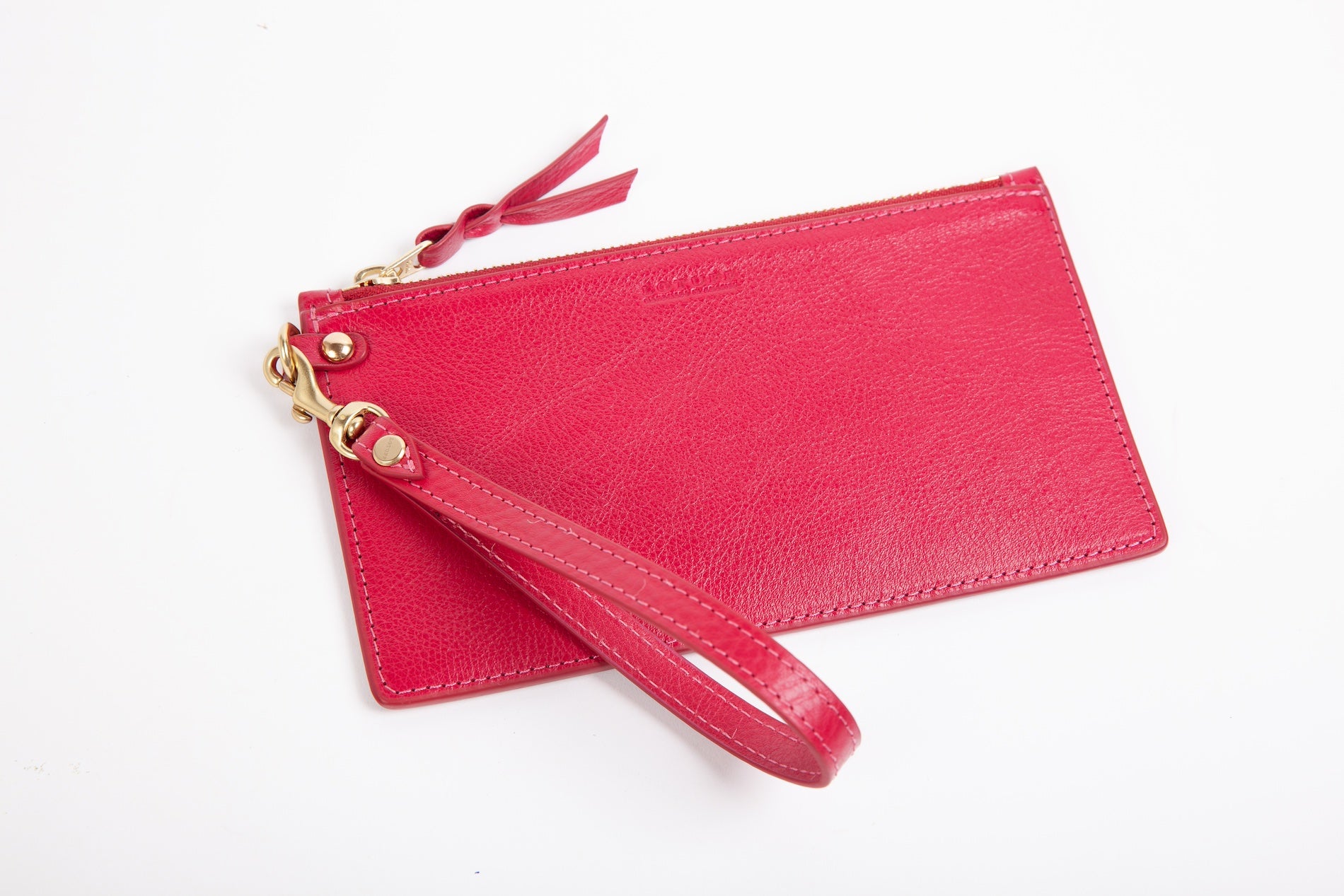 Leather Wristlet Wallet Raspberry