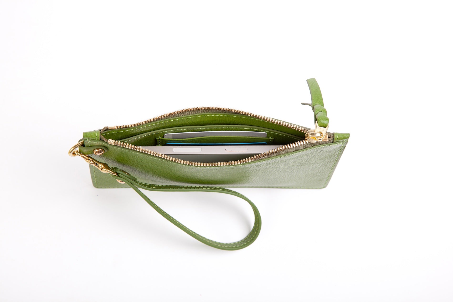 Leather Wristlet Wallet Fern