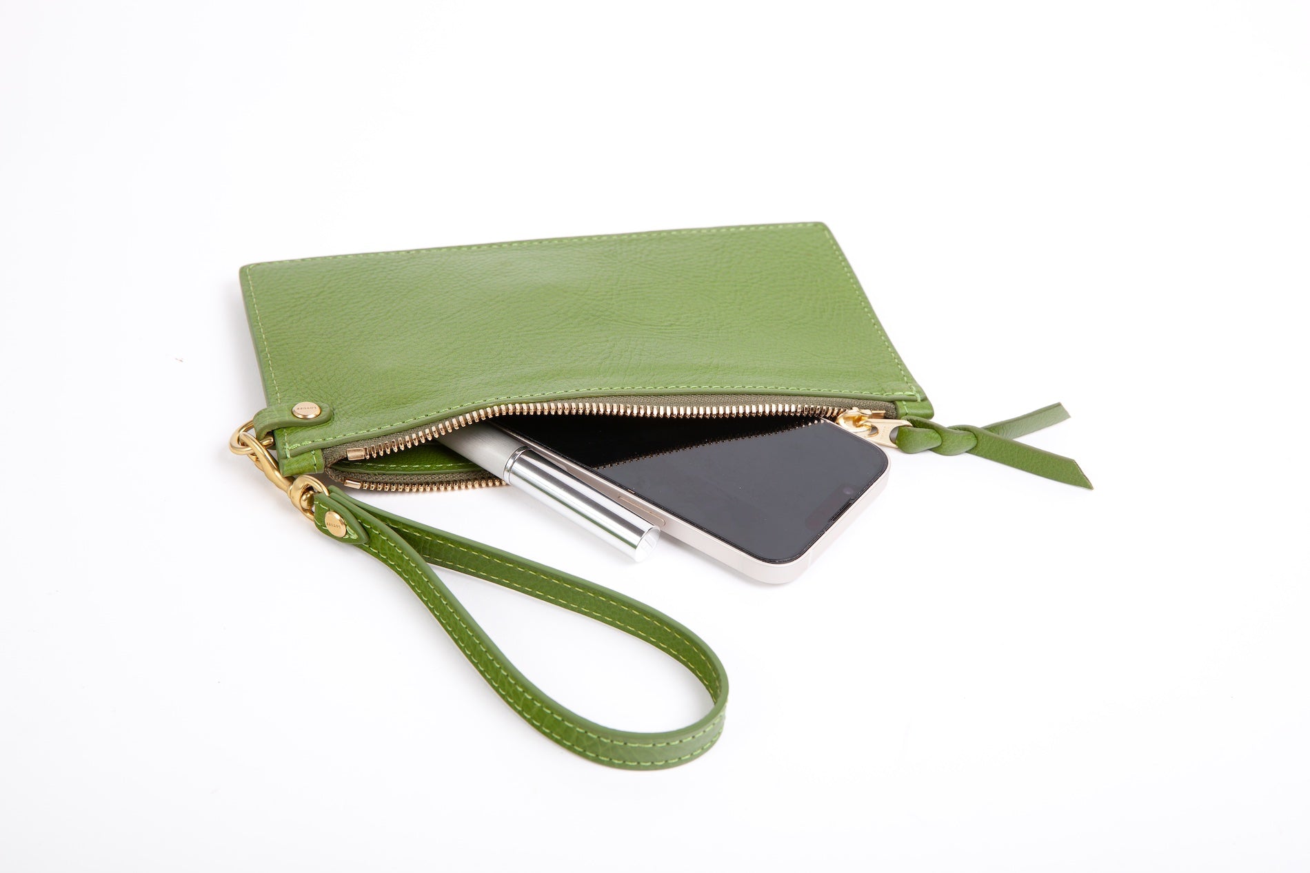 Leather Wristlet Wallet Fern