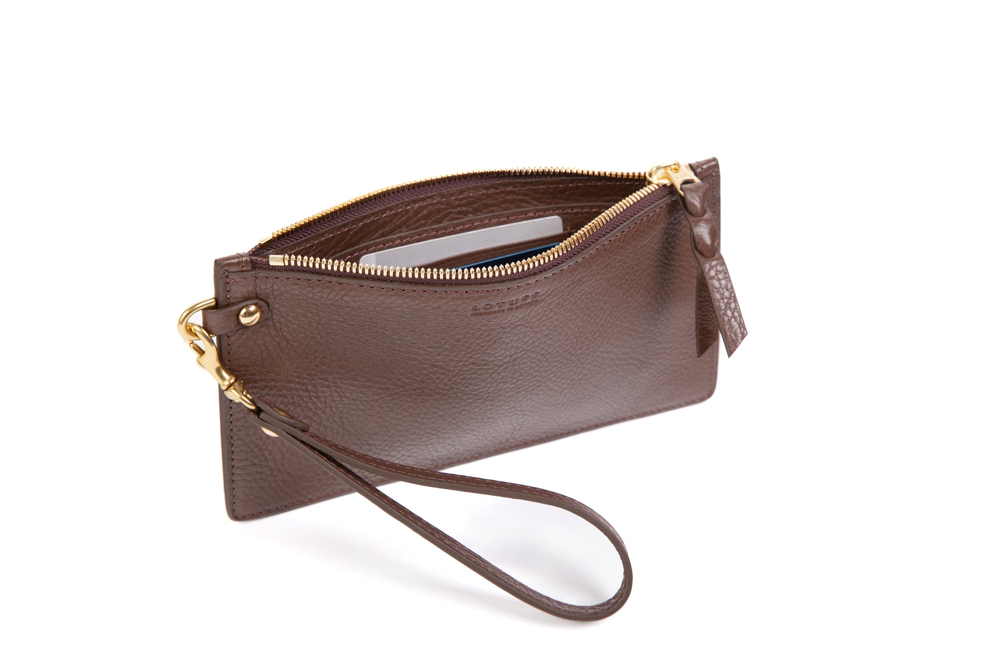 Leather Wristlet Wallet Clay