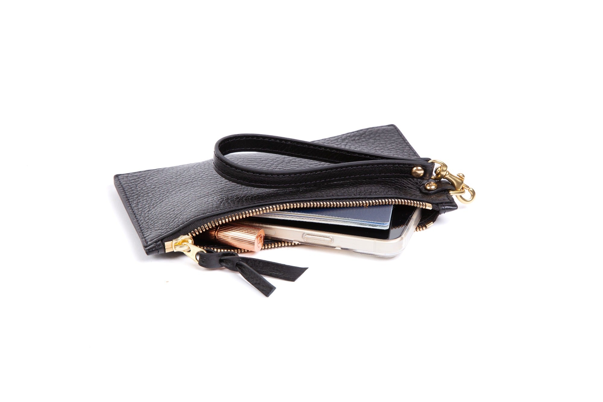 Leather Wristlet Wallet Black